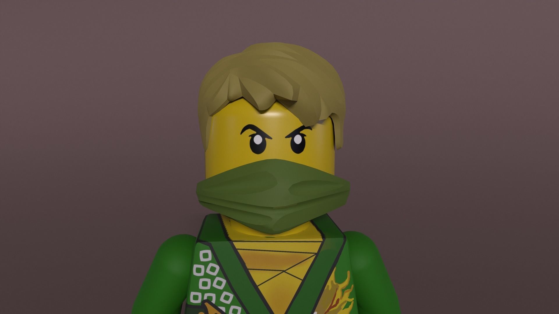 Green Roblox Ninja Low-poly 3D model_3