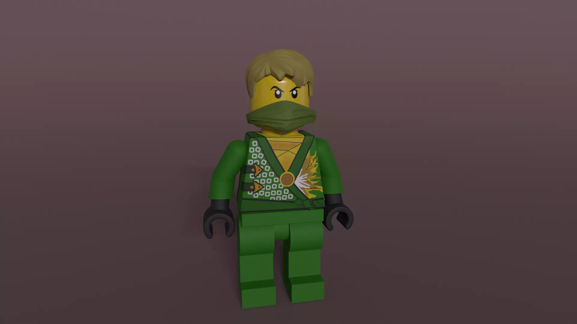 Green Roblox Ninja Low-poly 3D model_0