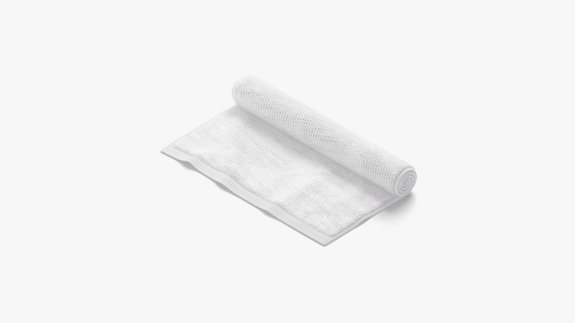 White Flat and Rolled Big Towel - bath shower fiber towels Low-poly 3D model_2