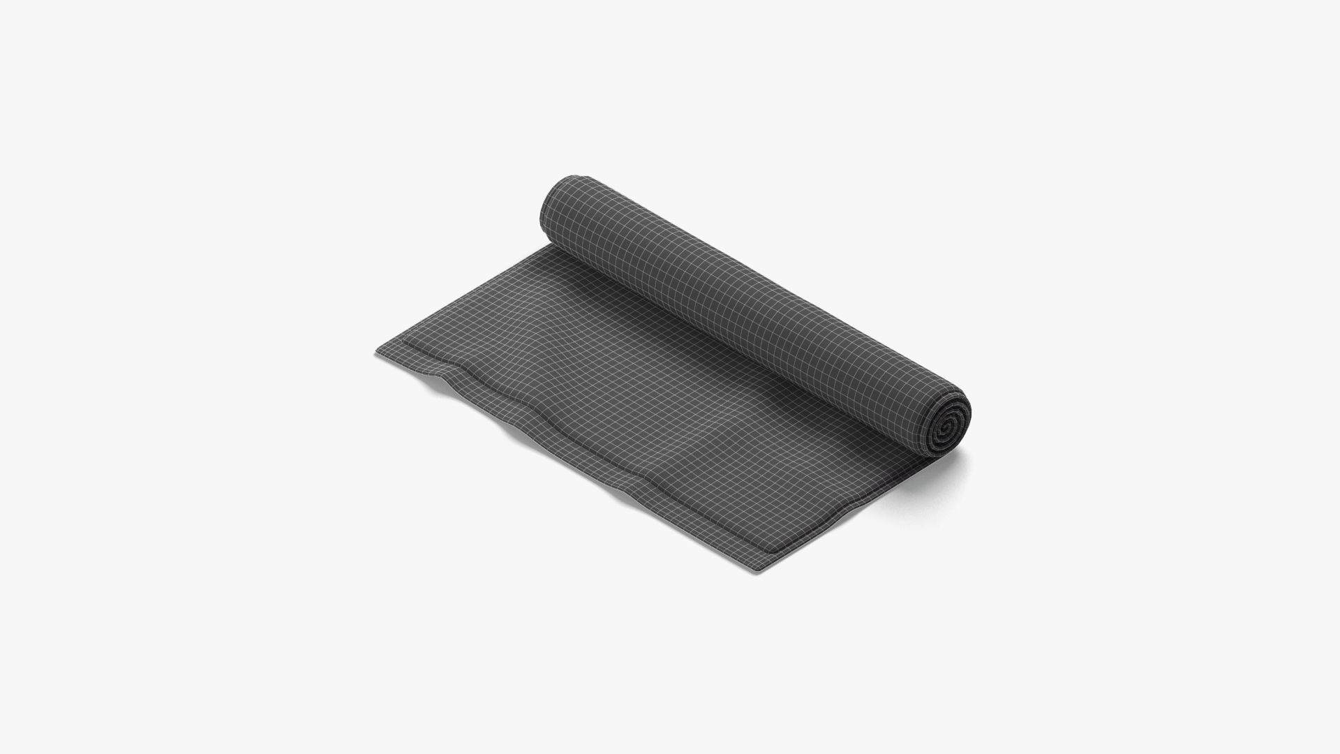 White Flat and Rolled Big Towel - bath shower fiber towels Low-poly 3D model_7