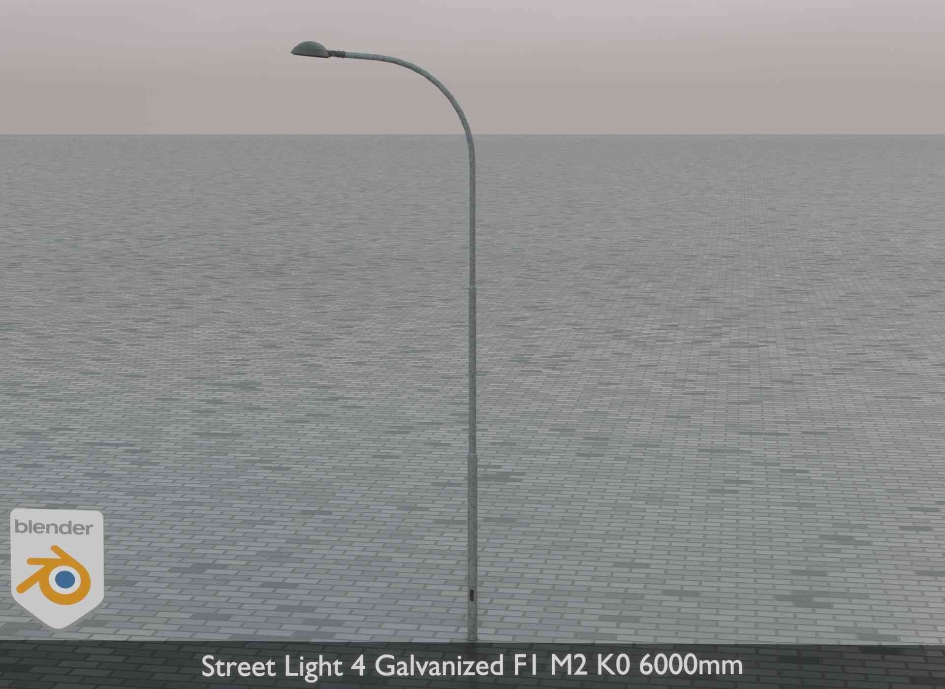 Street Light 4 Galvanized F1 M2 K0 6000mm Low-poly 3D model_2