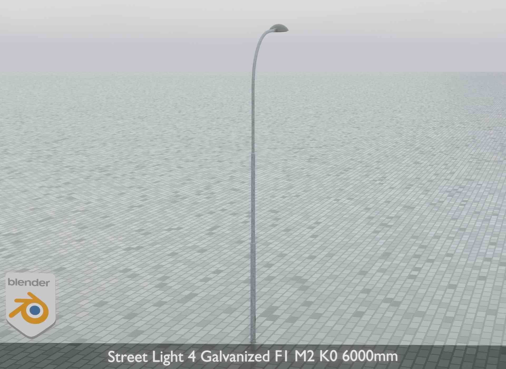 Street Light 4 Galvanized F1 M2 K0 6000mm Low-poly 3D model_13