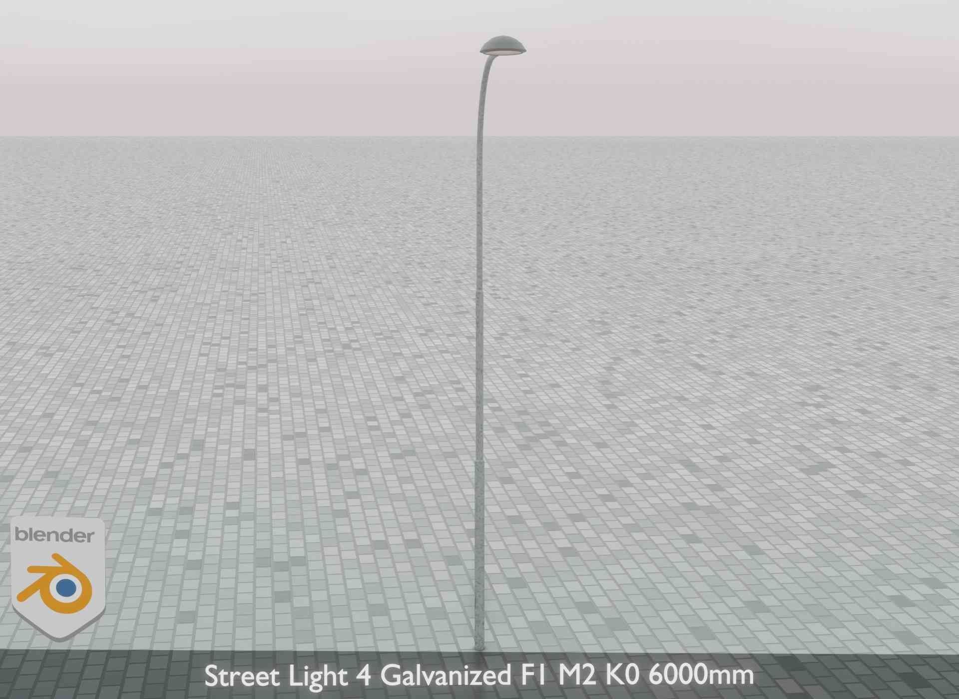 Street Light 4 Galvanized F1 M2 K0 6000mm Low-poly 3D model_70