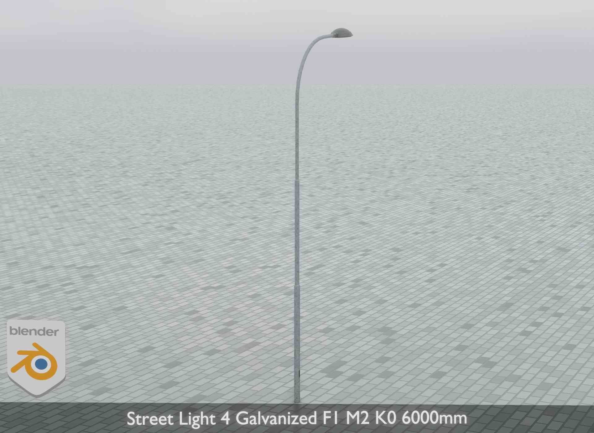 Street Light 4 Galvanized F1 M2 K0 6000mm Low-poly 3D model_14