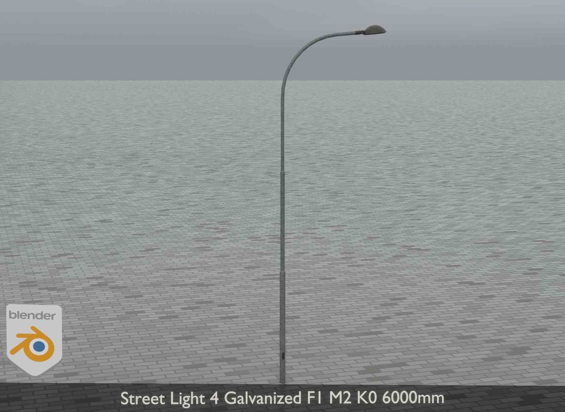 Street Light 4 Galvanized F1 M2 K0 6000mm Low-poly 3D model_19