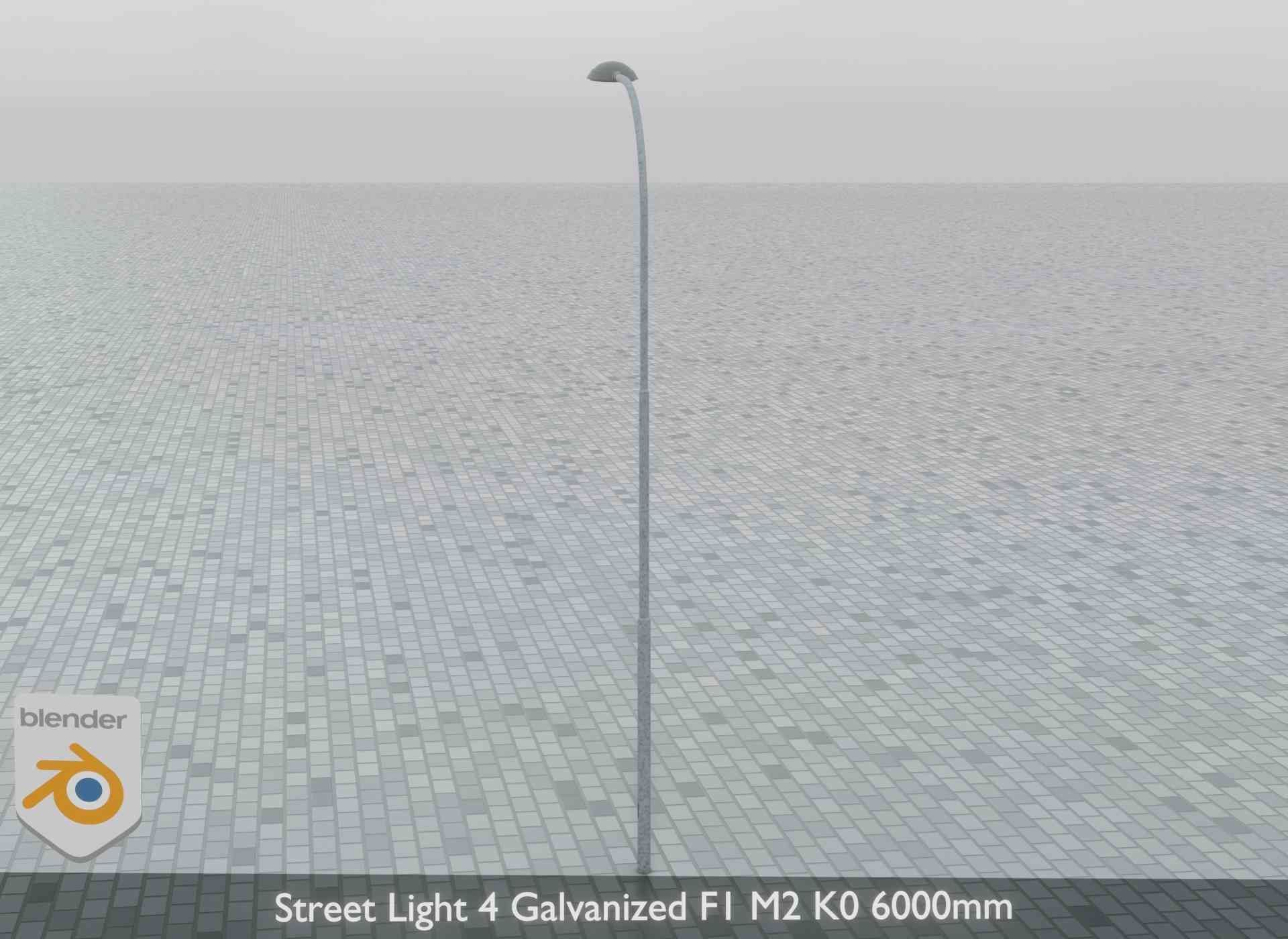 Street Light 4 Galvanized F1 M2 K0 6000mm Low-poly 3D model_10