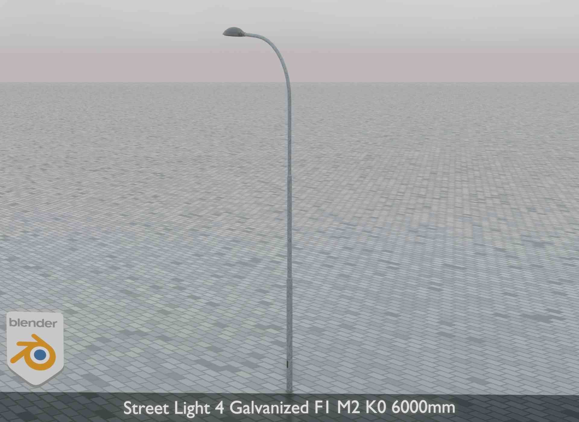 Street Light 4 Galvanized F1 M2 K0 6000mm Low-poly 3D model_7