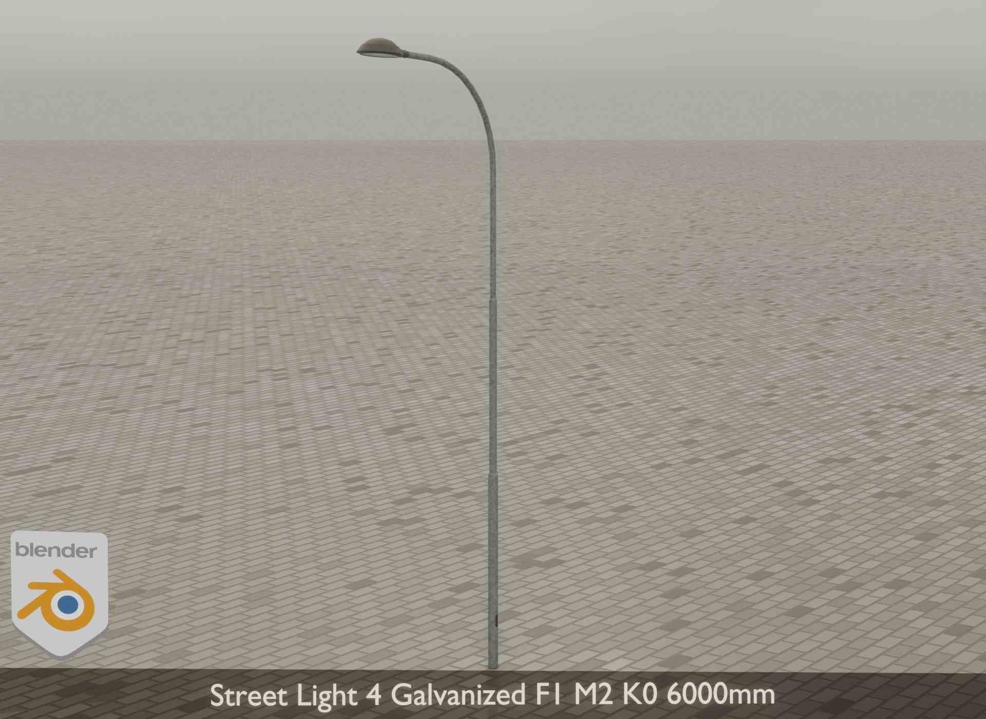 Street Light 4 Galvanized F1 M2 K0 6000mm Low-poly 3D model_35