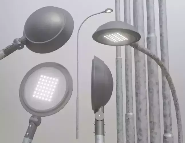 Street Light 4 Galvanized F1 M2 K0 6000mm  Low-poly 3D model
