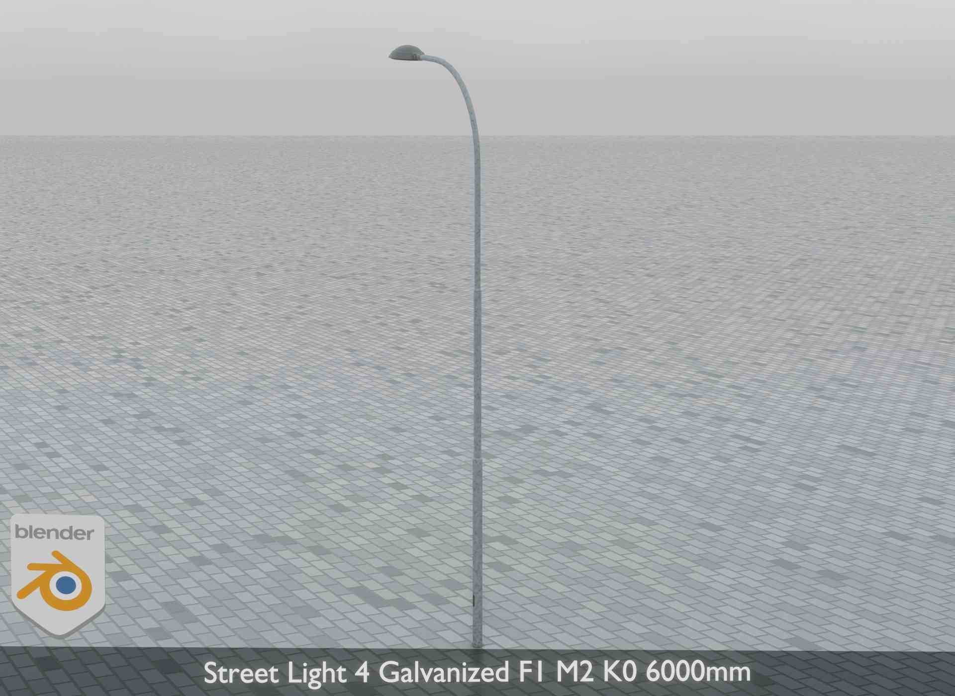 Street Light 4 Galvanized F1 M2 K0 6000mm Low-poly 3D model_8