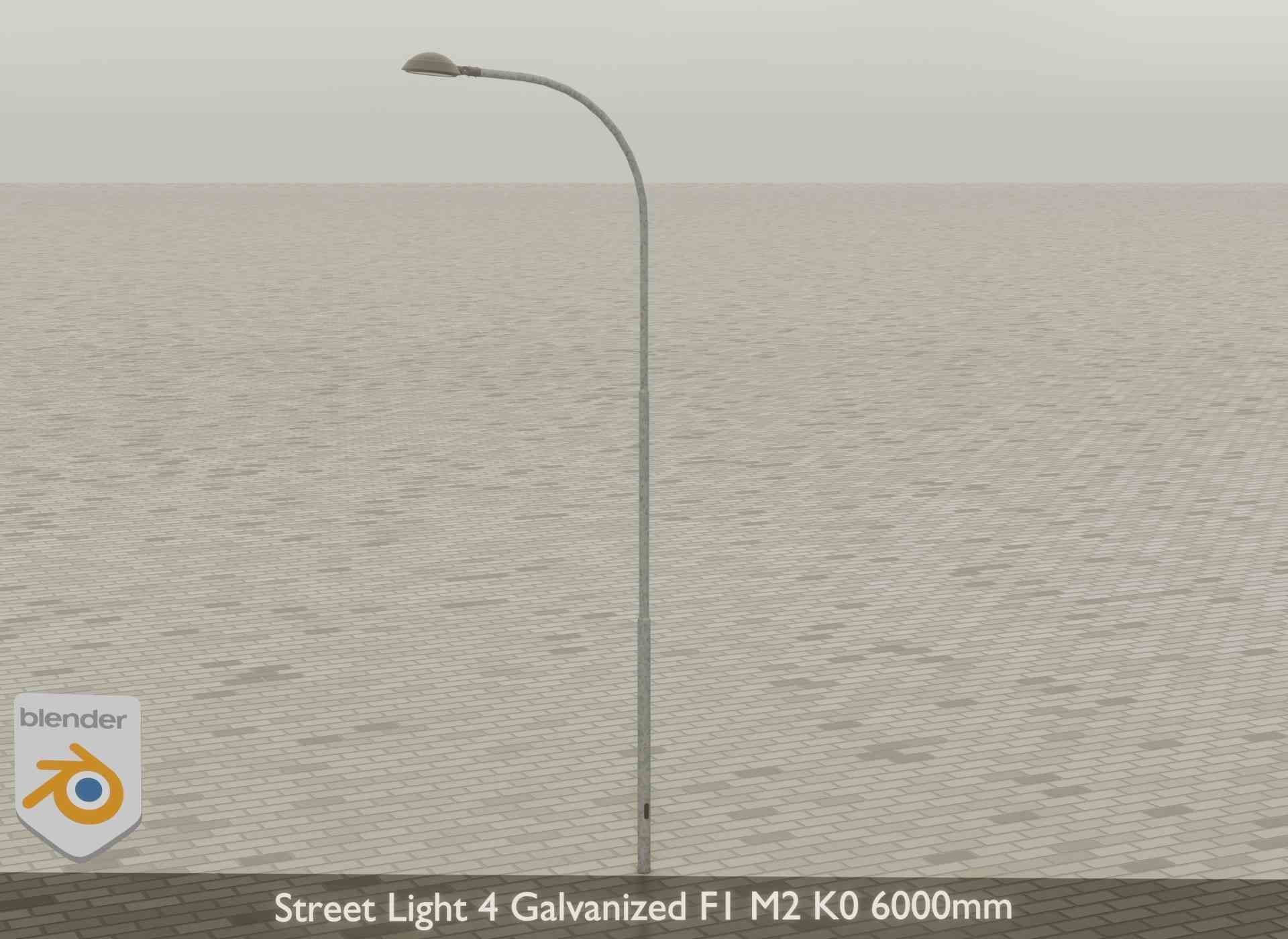 Street Light 4 Galvanized F1 M2 K0 6000mm Low-poly 3D model_38