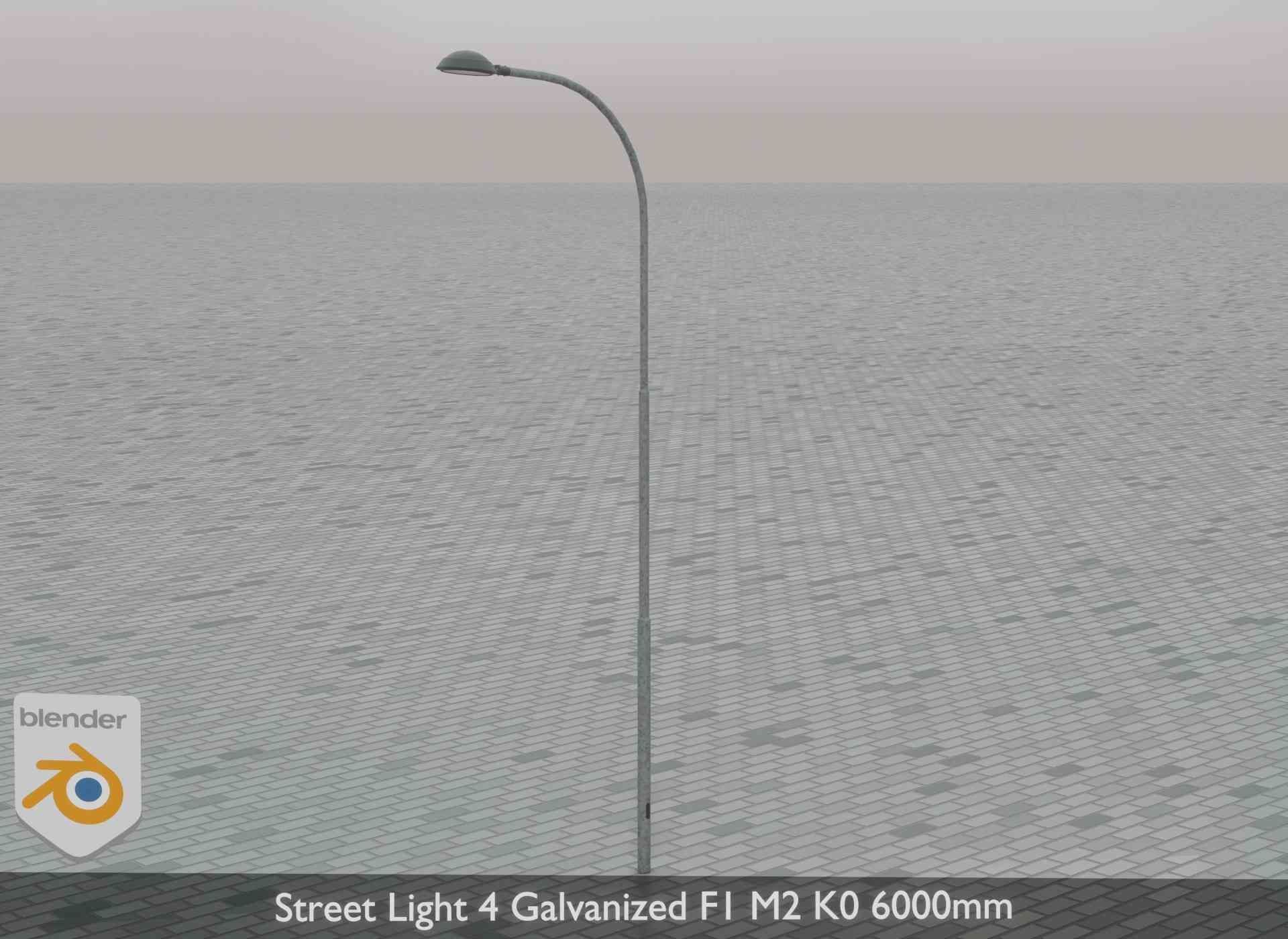 Street Light 4 Galvanized F1 M2 K0 6000mm Low-poly 3D model_76