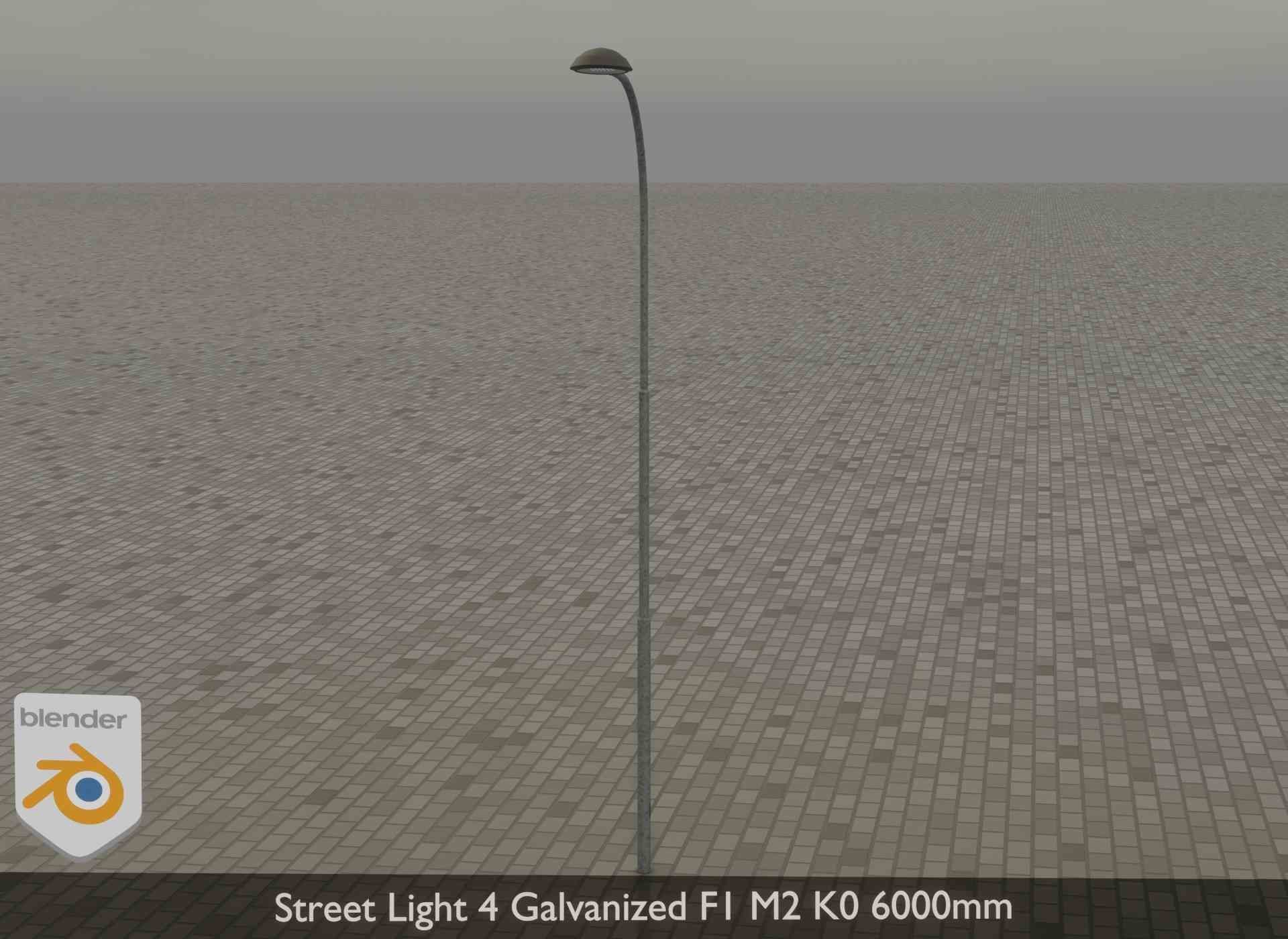 Street Light 4 Galvanized F1 M2 K0 6000mm Low-poly 3D model_32