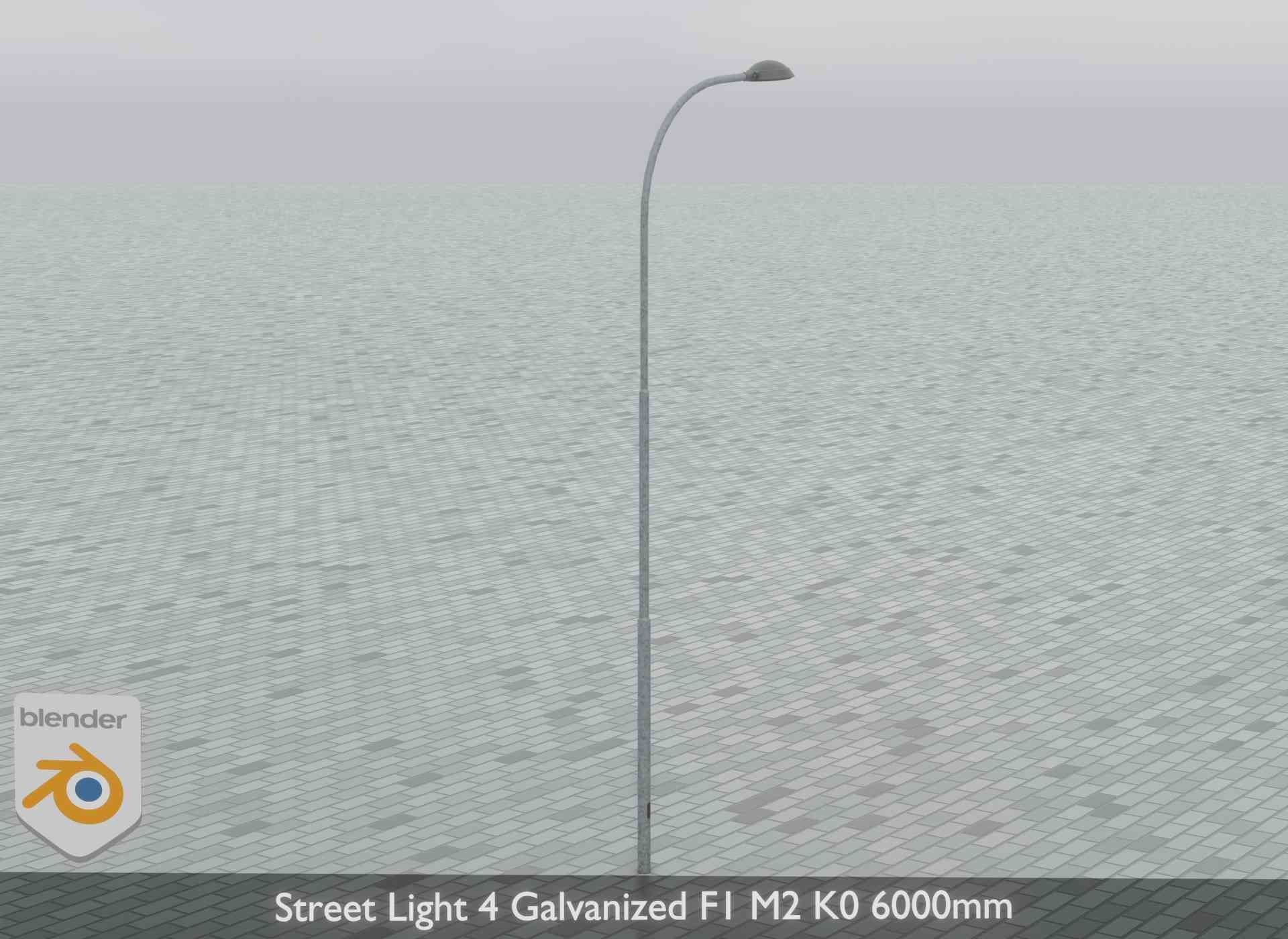 Street Light 4 Galvanized F1 M2 K0 6000mm Low-poly 3D model_15