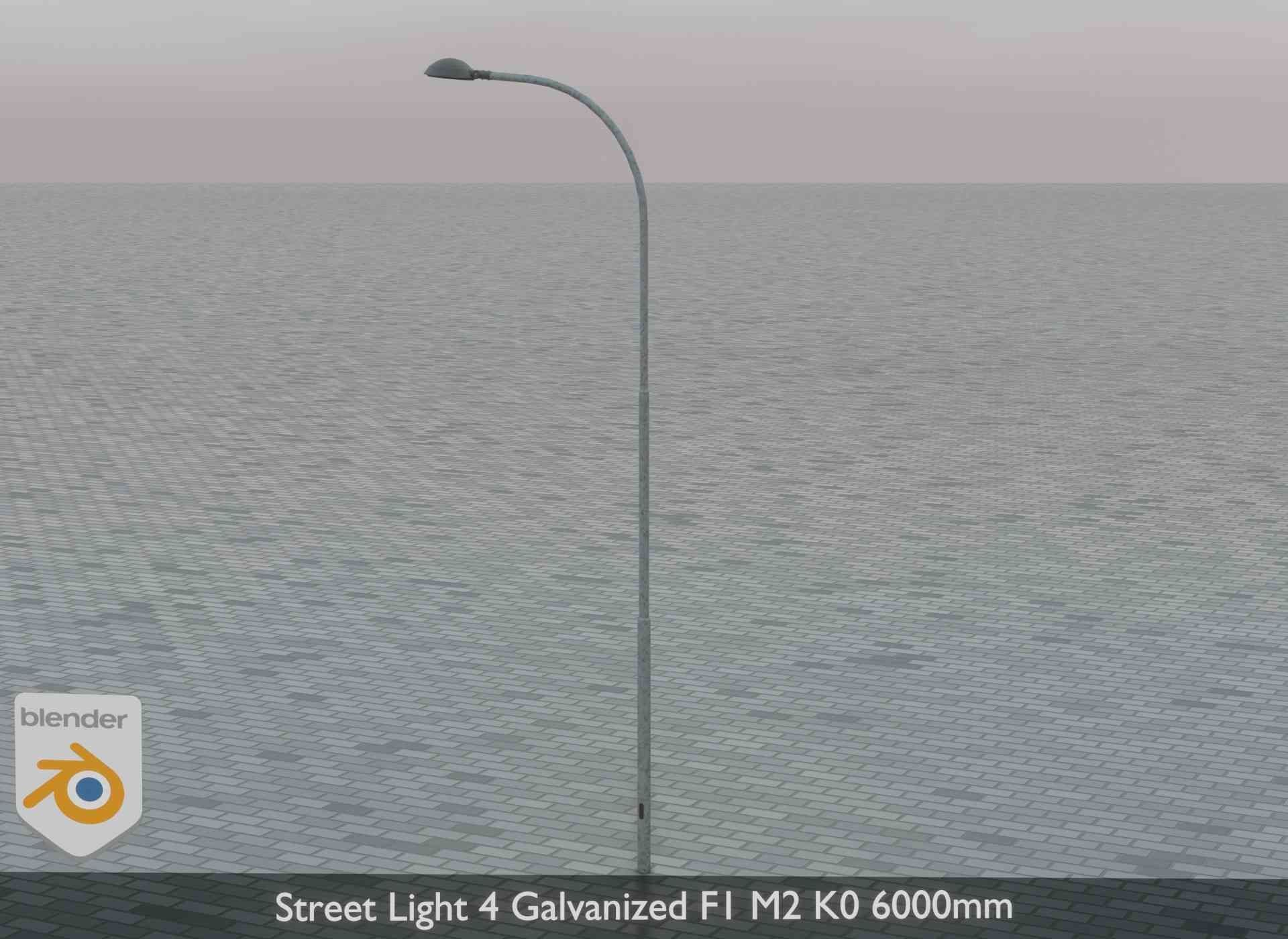 Street Light 4 Galvanized F1 M2 K0 6000mm Low-poly 3D model_4