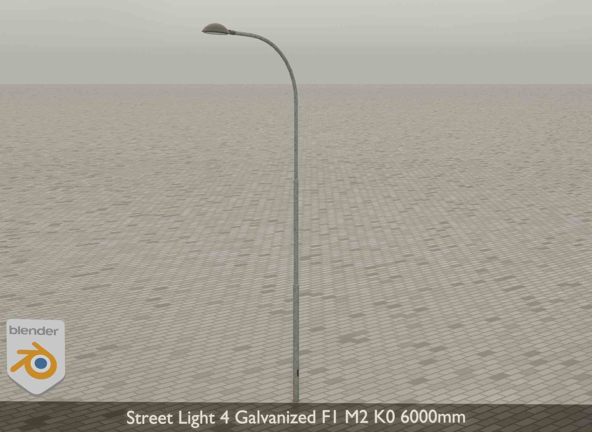 Street Light 4 Galvanized F1 M2 K0 6000mm Low-poly 3D model_36