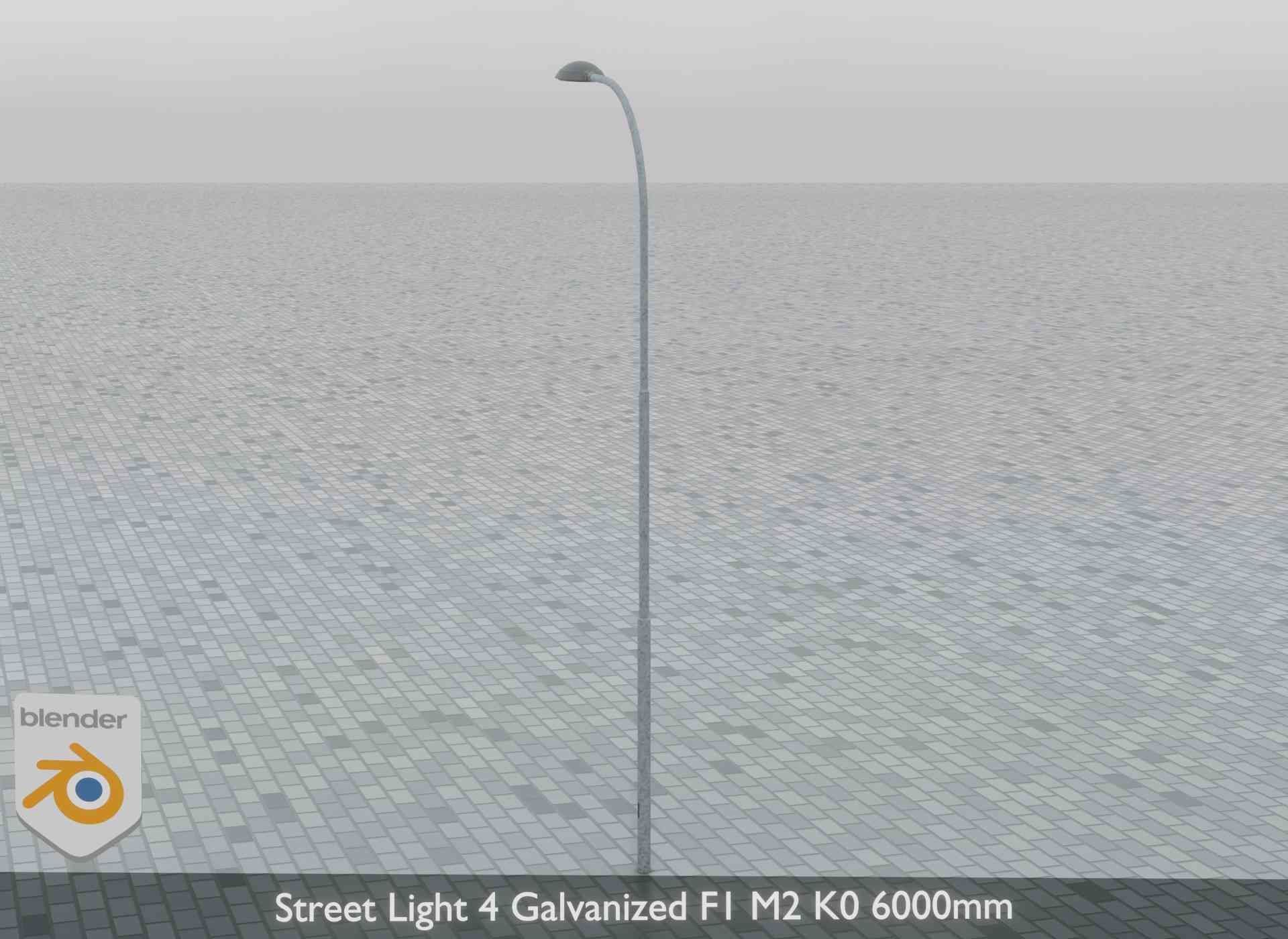 Street Light 4 Galvanized F1 M2 K0 6000mm Low-poly 3D model_9