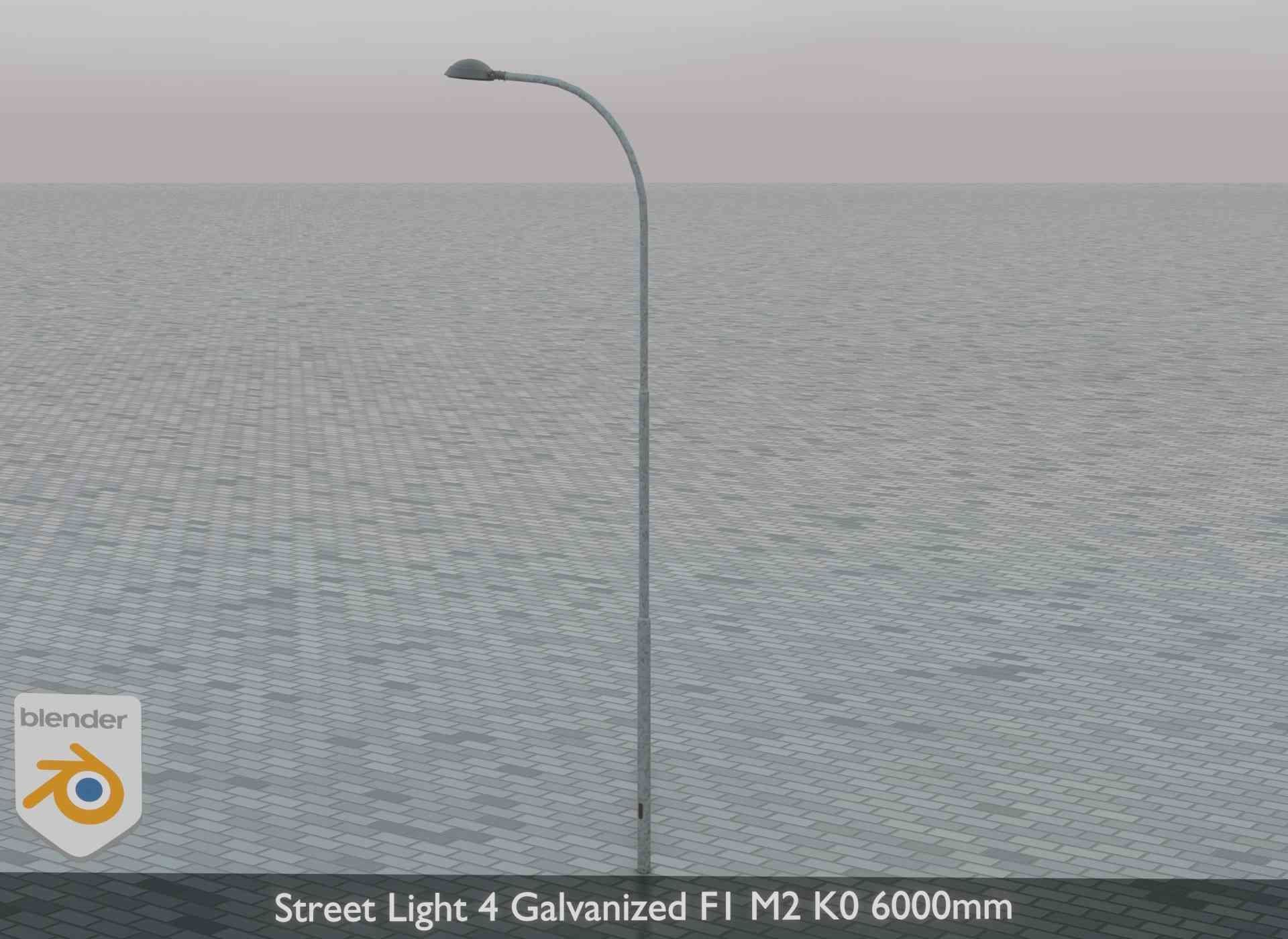 Street Light 4 Galvanized F1 M2 K0 6000mm Low-poly 3D model_5