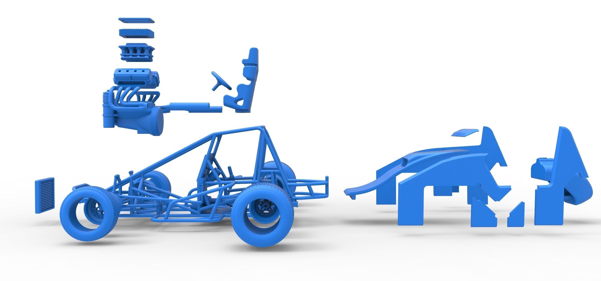 Sprint car Scale 1 to 25 3D print model_59