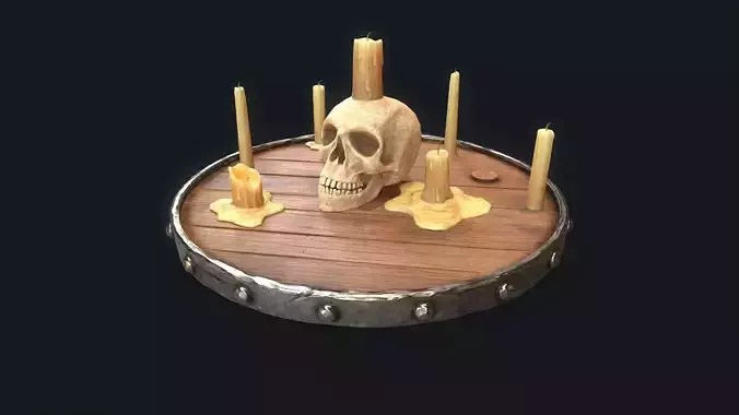 Medieval Candles Skull Low-poly 3D model