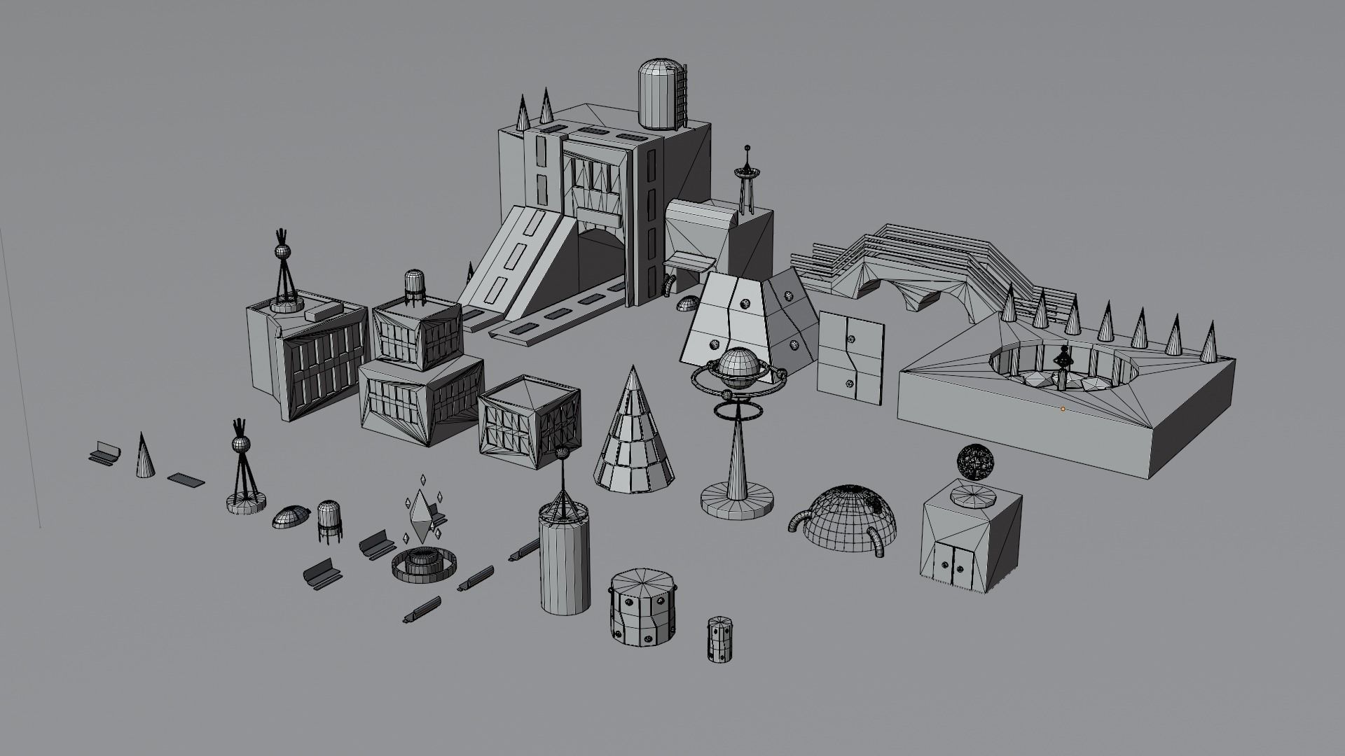 Lowploy-Science Fiction Island and Prefabs Low-poly 3D model_6