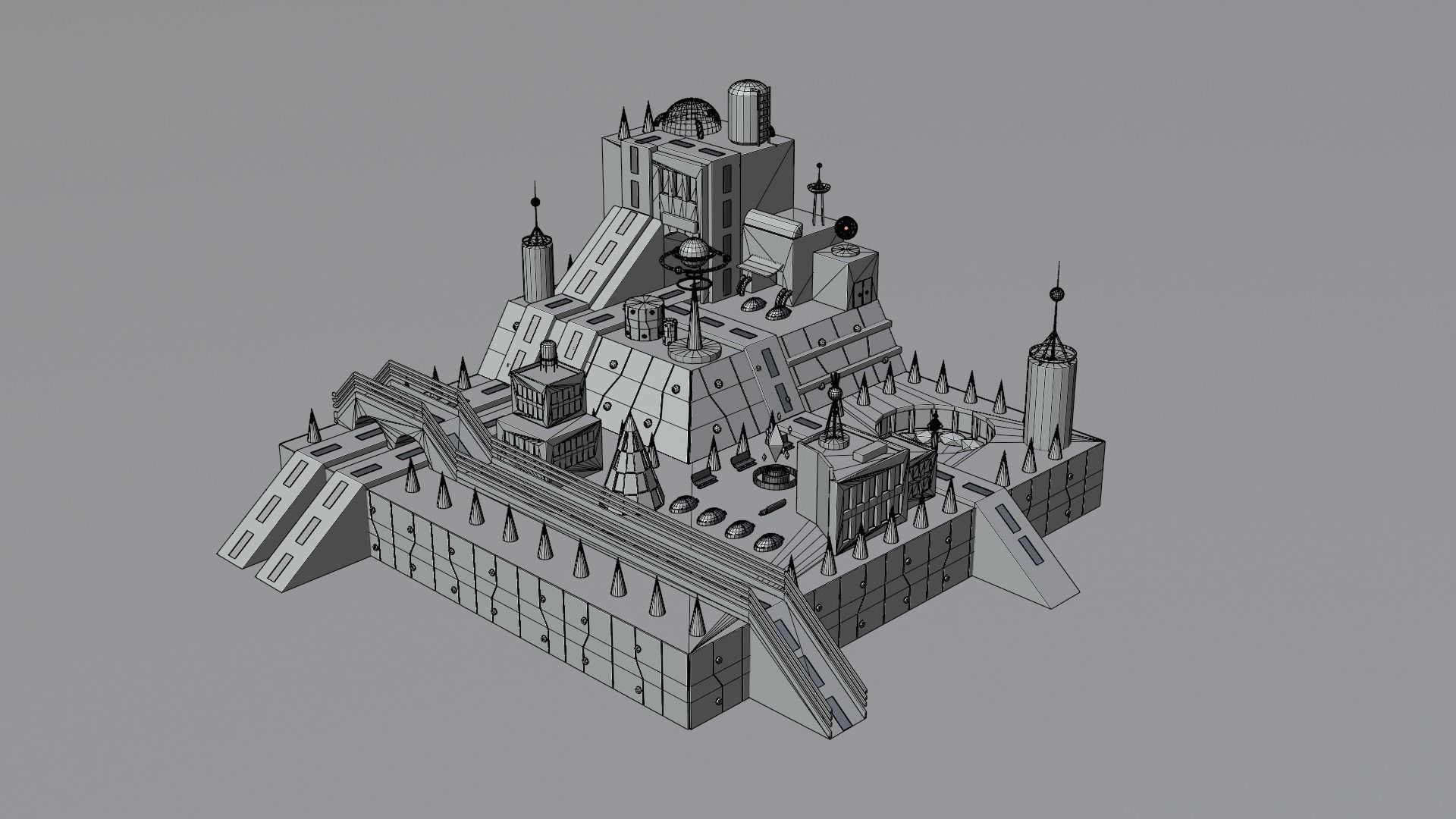 Lowploy-Science Fiction Island and Prefabs Low-poly 3D model_2