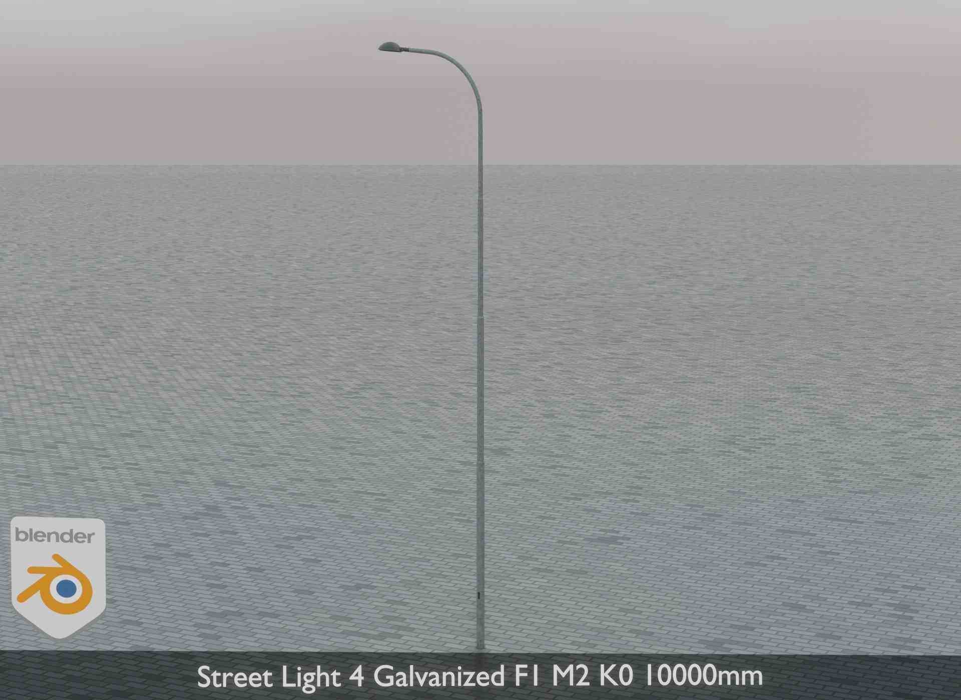 Street Light 4 Galvanized F1 M2 K0 10000mm Low-poly 3D model_3