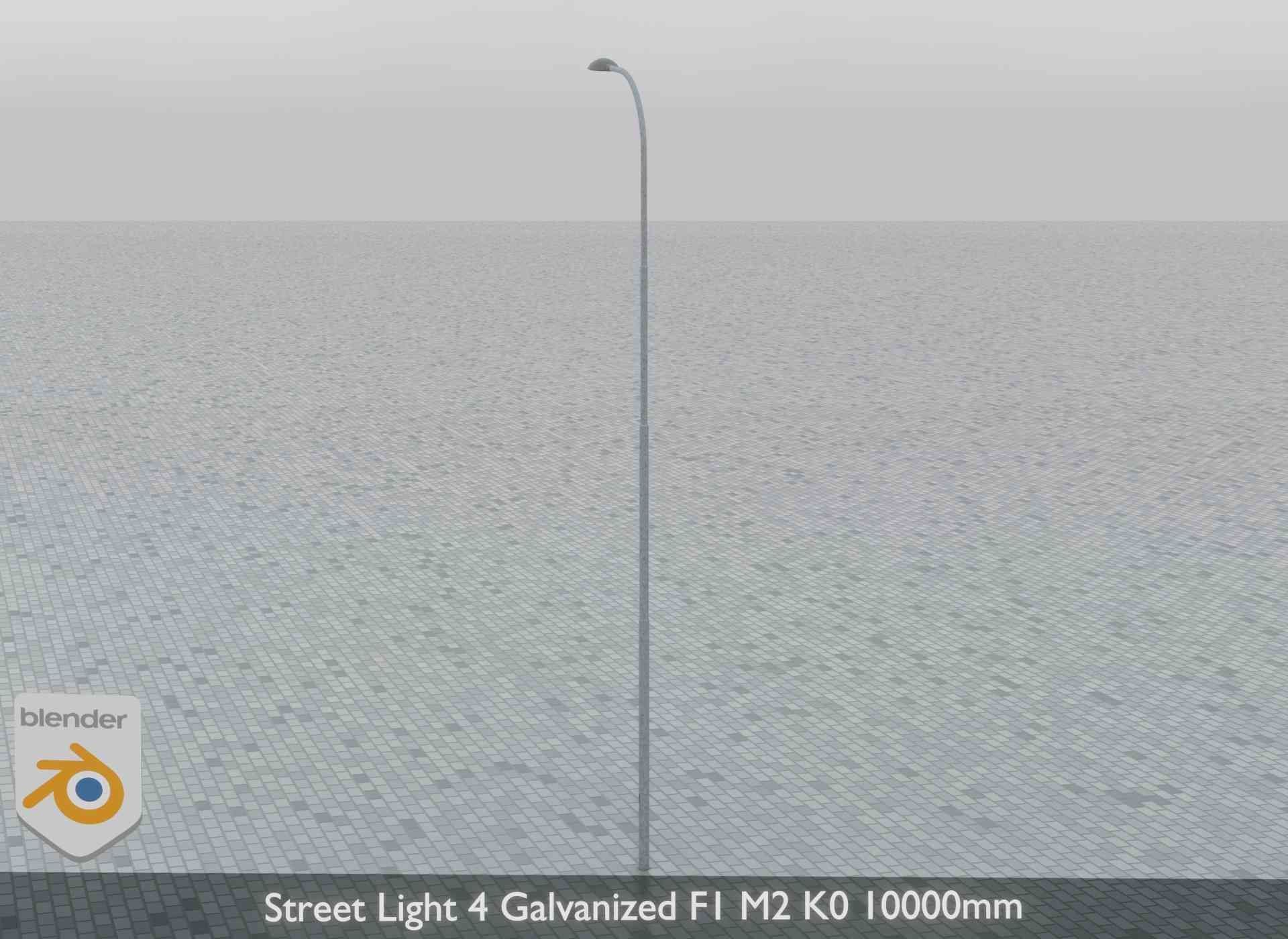 Street Light 4 Galvanized F1 M2 K0 10000mm Low-poly 3D model_8