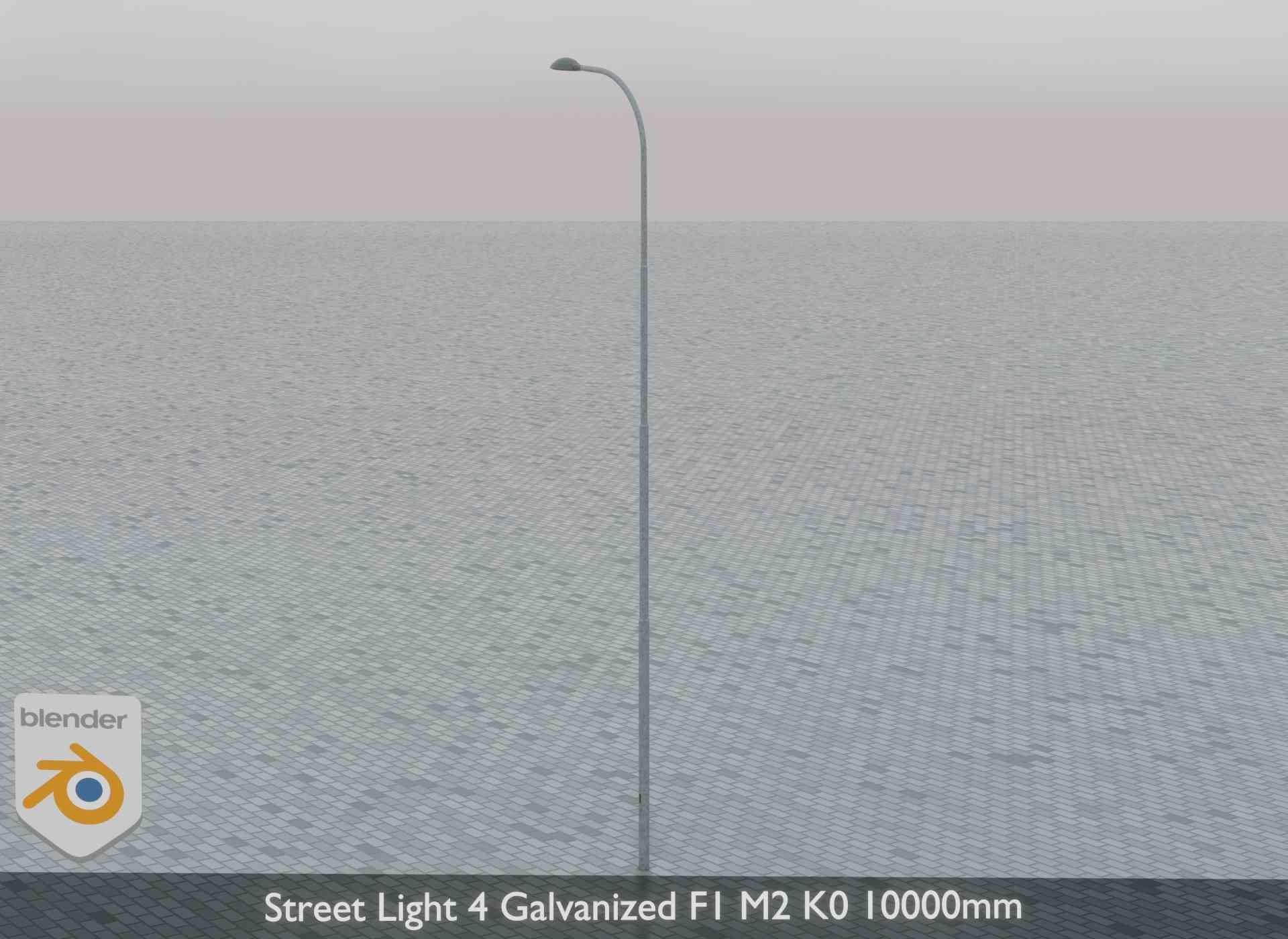 Street Light 4 Galvanized F1 M2 K0 10000mm Low-poly 3D model_6