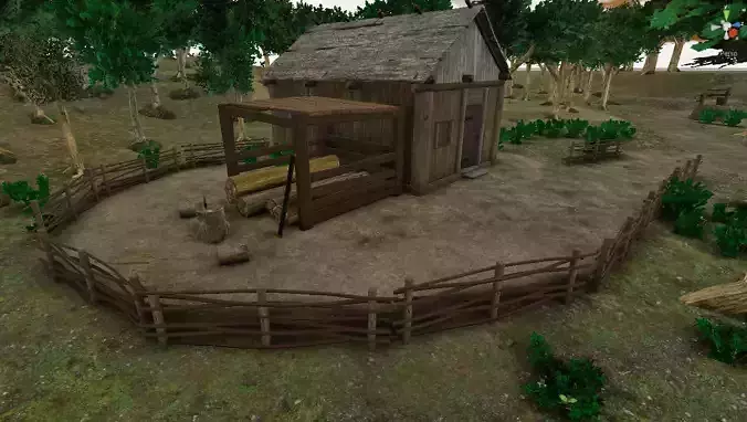 Medieval woodcutter house 3D model