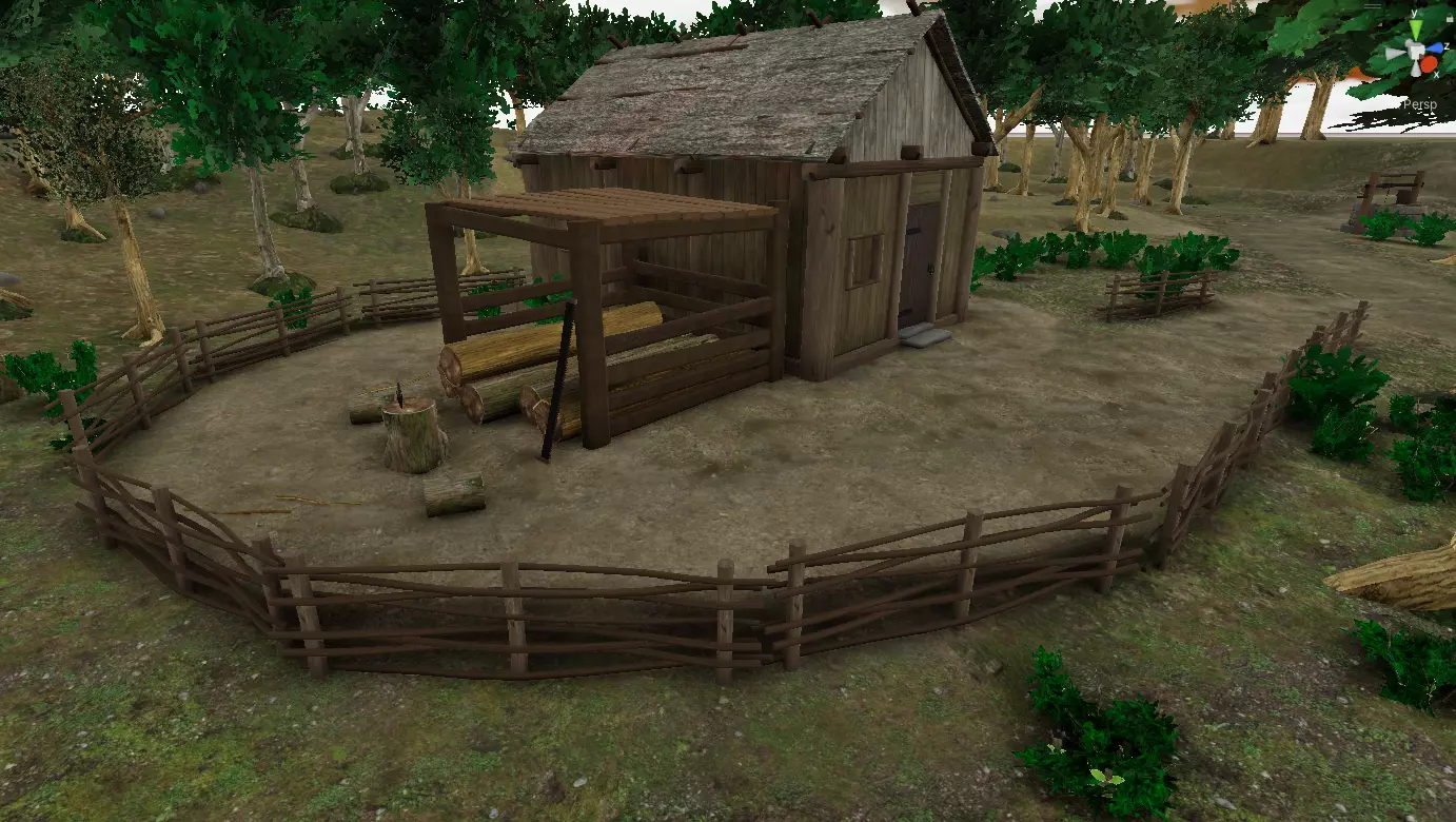 Medieval woodcutter house 3D model