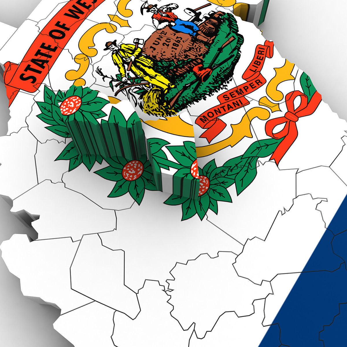 West Virginia Political Map 3D model_4