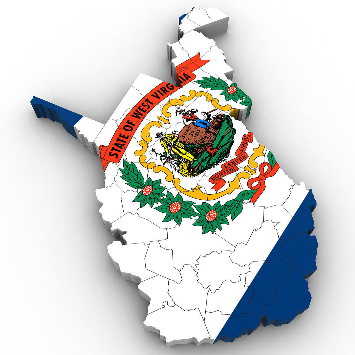 West Virginia Political Map 3D model_2