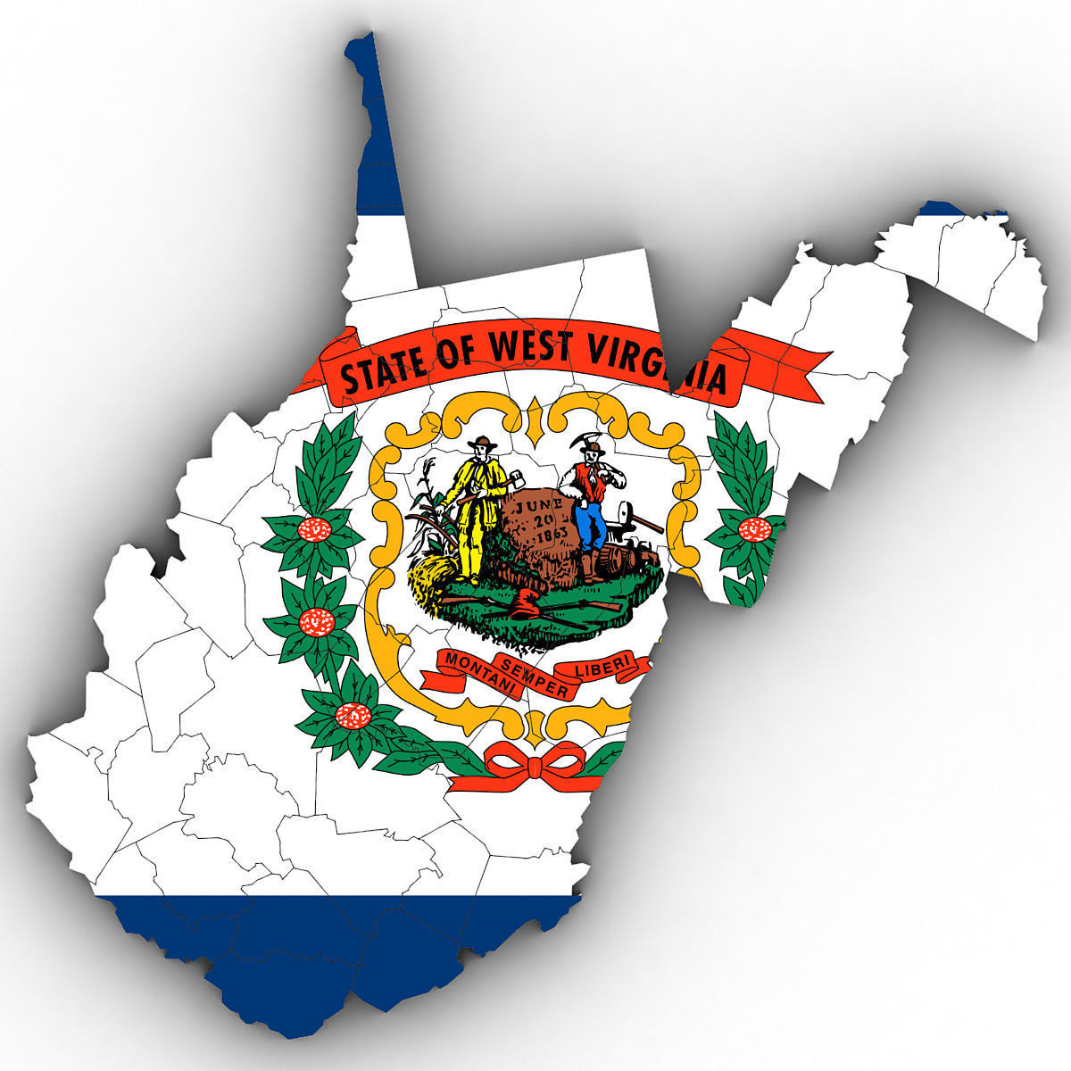 West Virginia Political Map 3D model_6