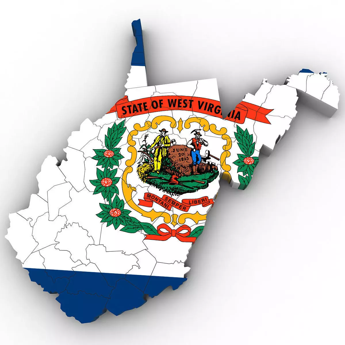 West Virginia Political Map 3D model_0