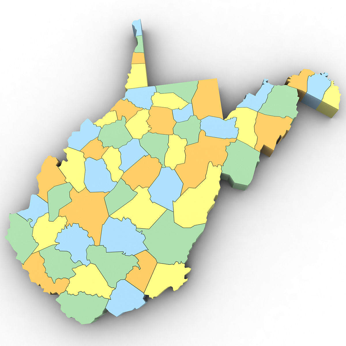 West Virginia Political Map 3D model_1