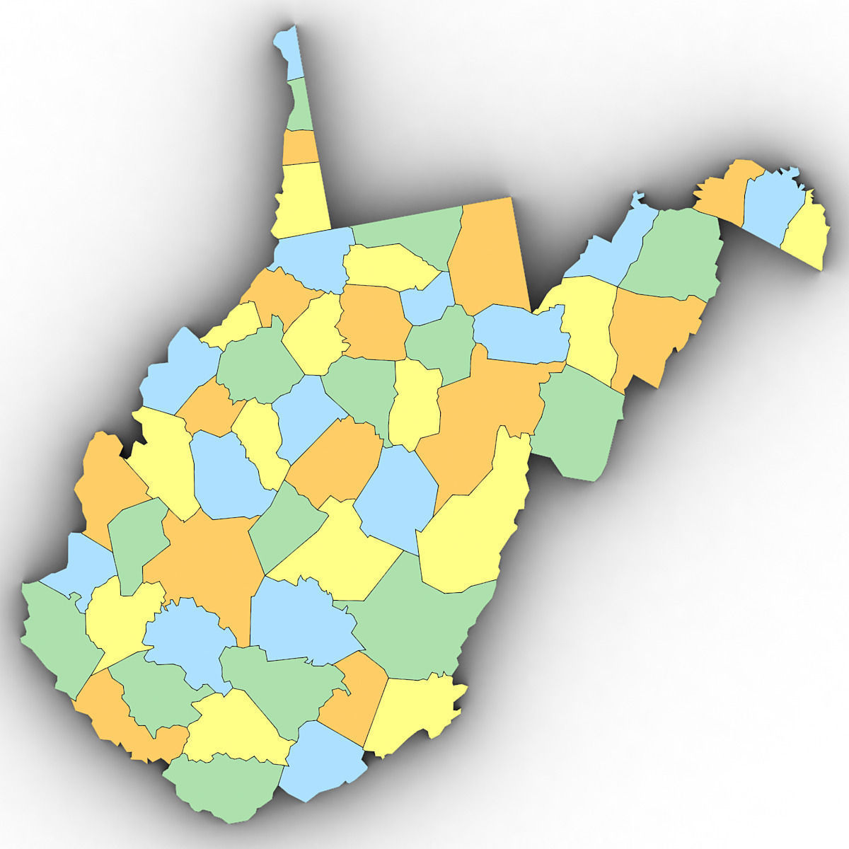 West Virginia Political Map 3D model_7
