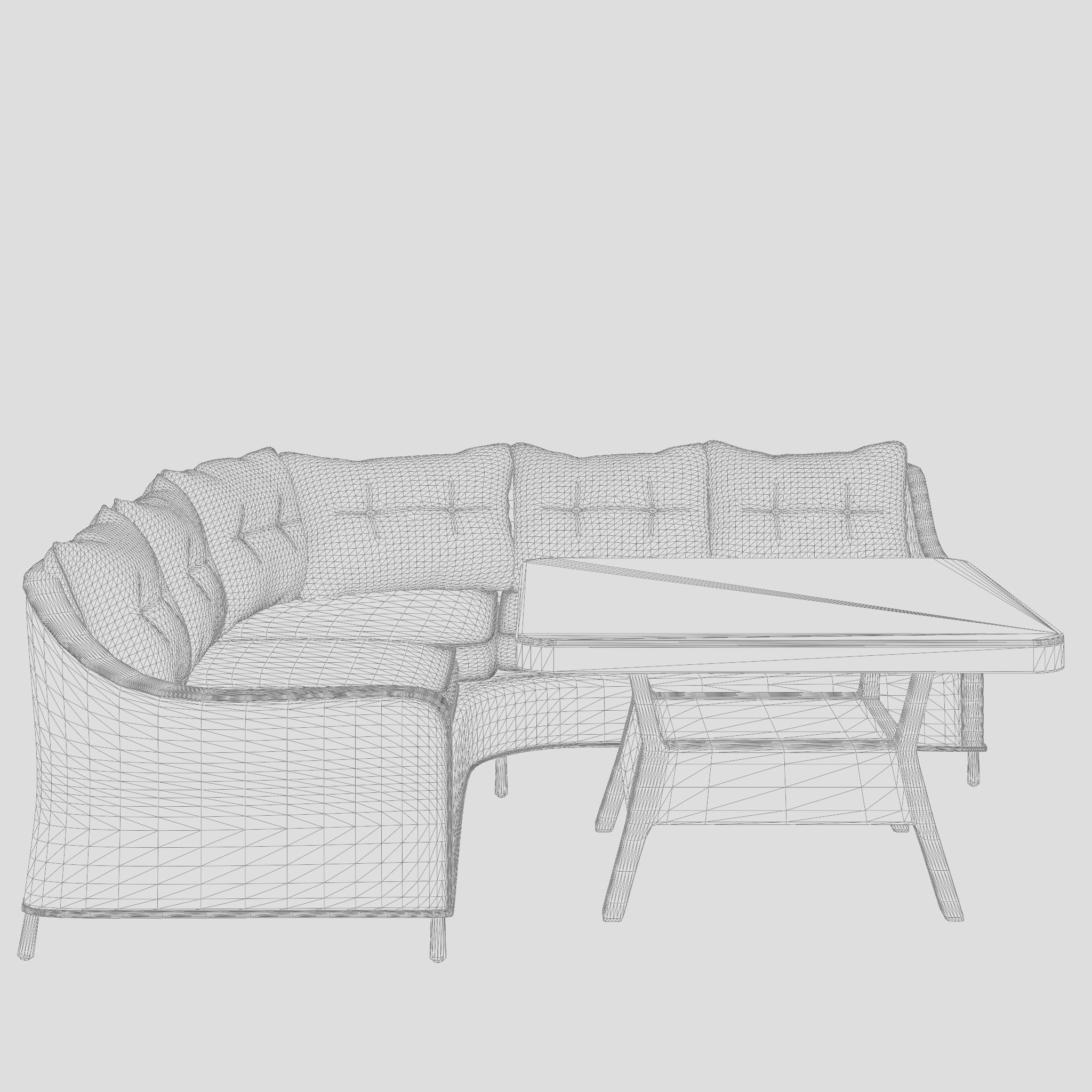 Cannes Corner Sofa Set 3D Model Low-poly 3D model_7