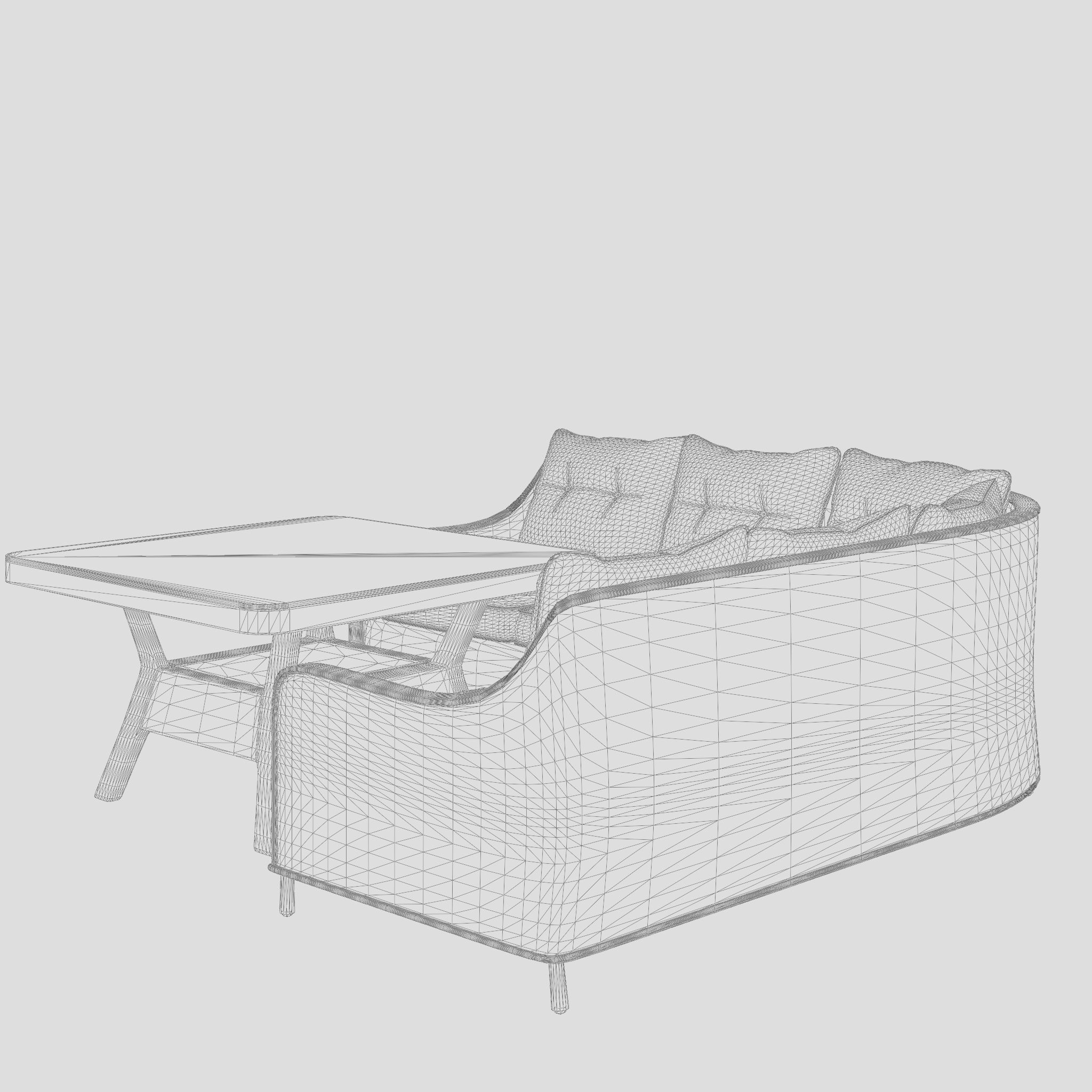 Cannes Corner Sofa Set 3D Model Low-poly 3D model_5