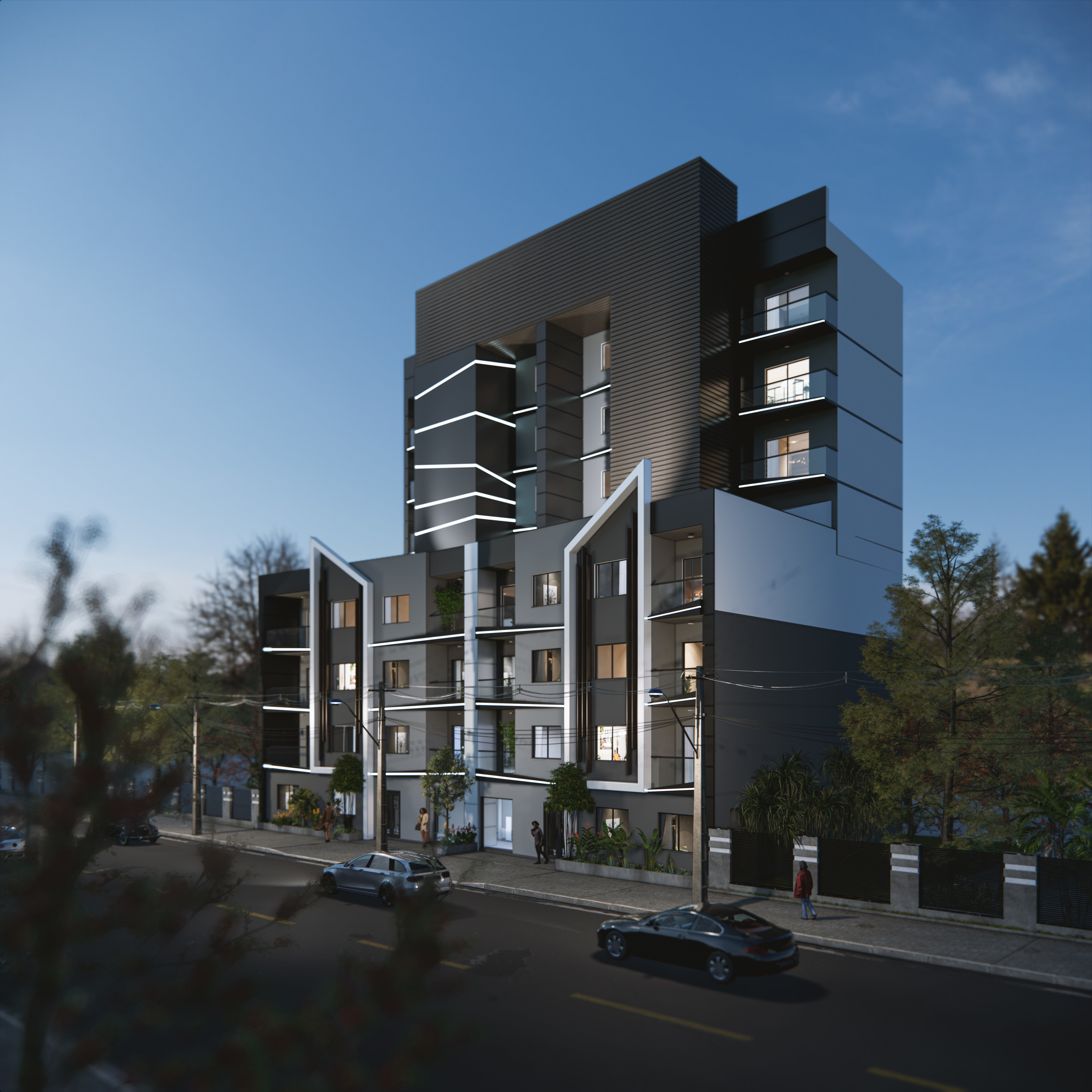 sketchup apartment building enscape render  scene  3D model_3