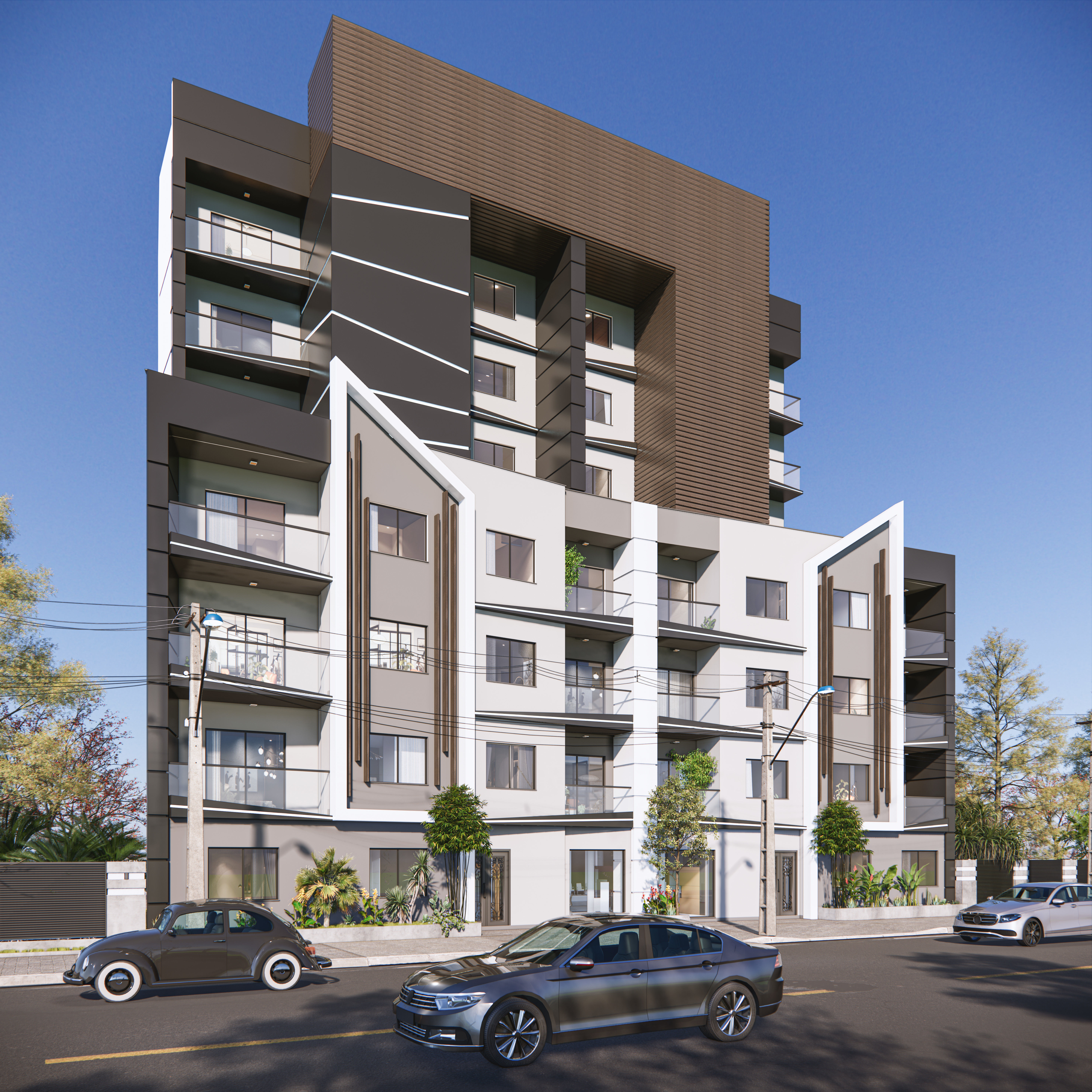 sketchup apartment building enscape render  scene  3D model_2