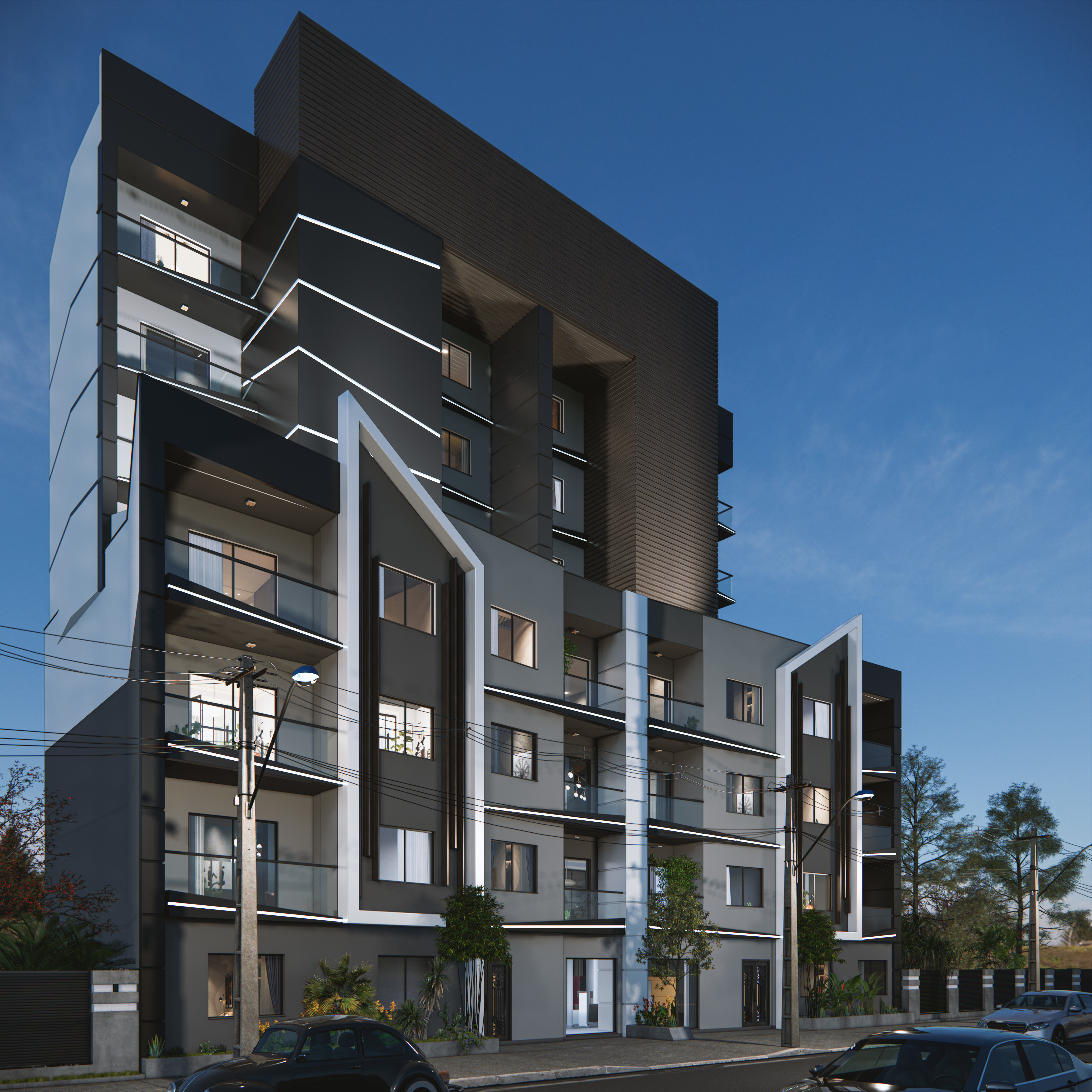 sketchup apartment building enscape render  scene  3D model_8