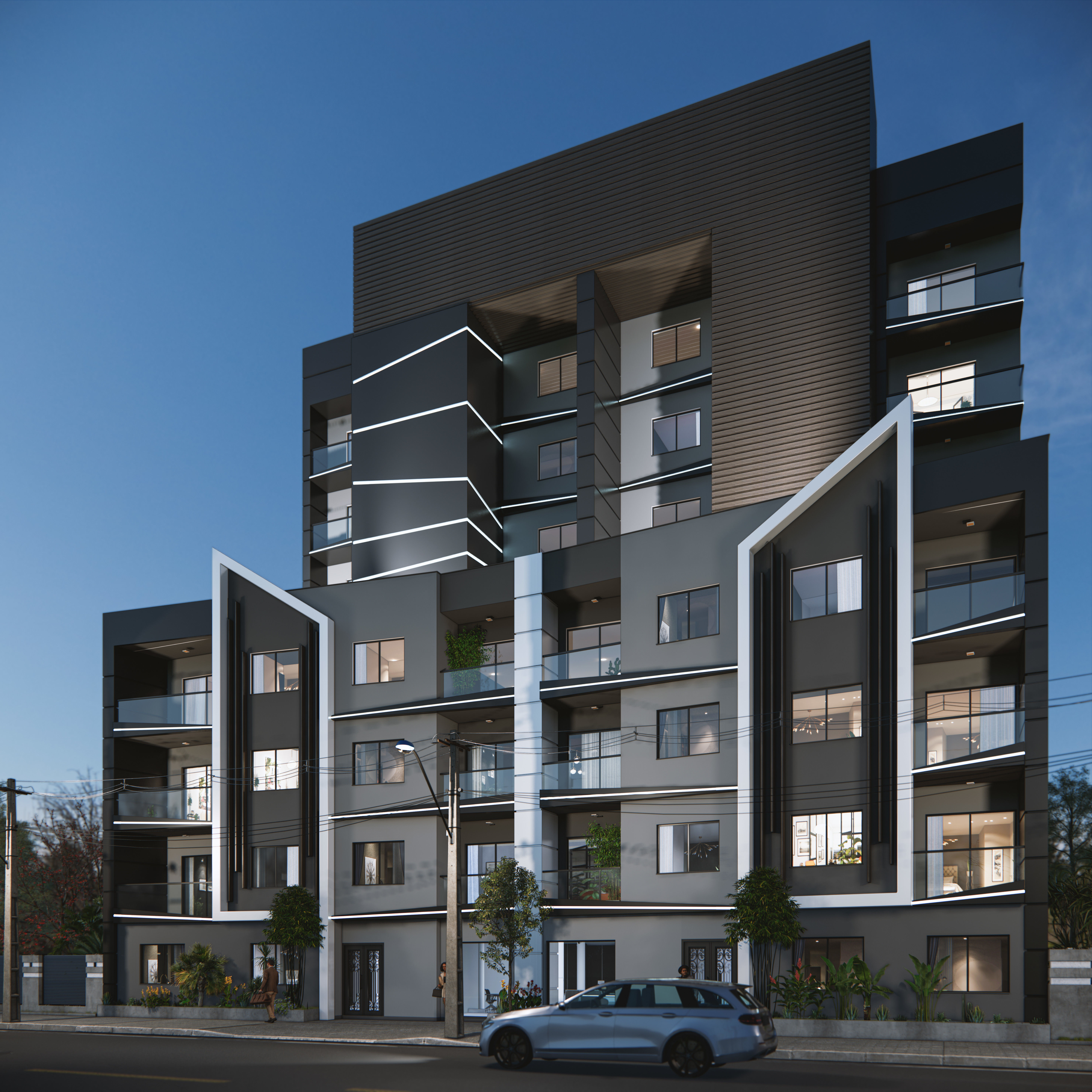 sketchup apartment building enscape render  scene  3D model_4