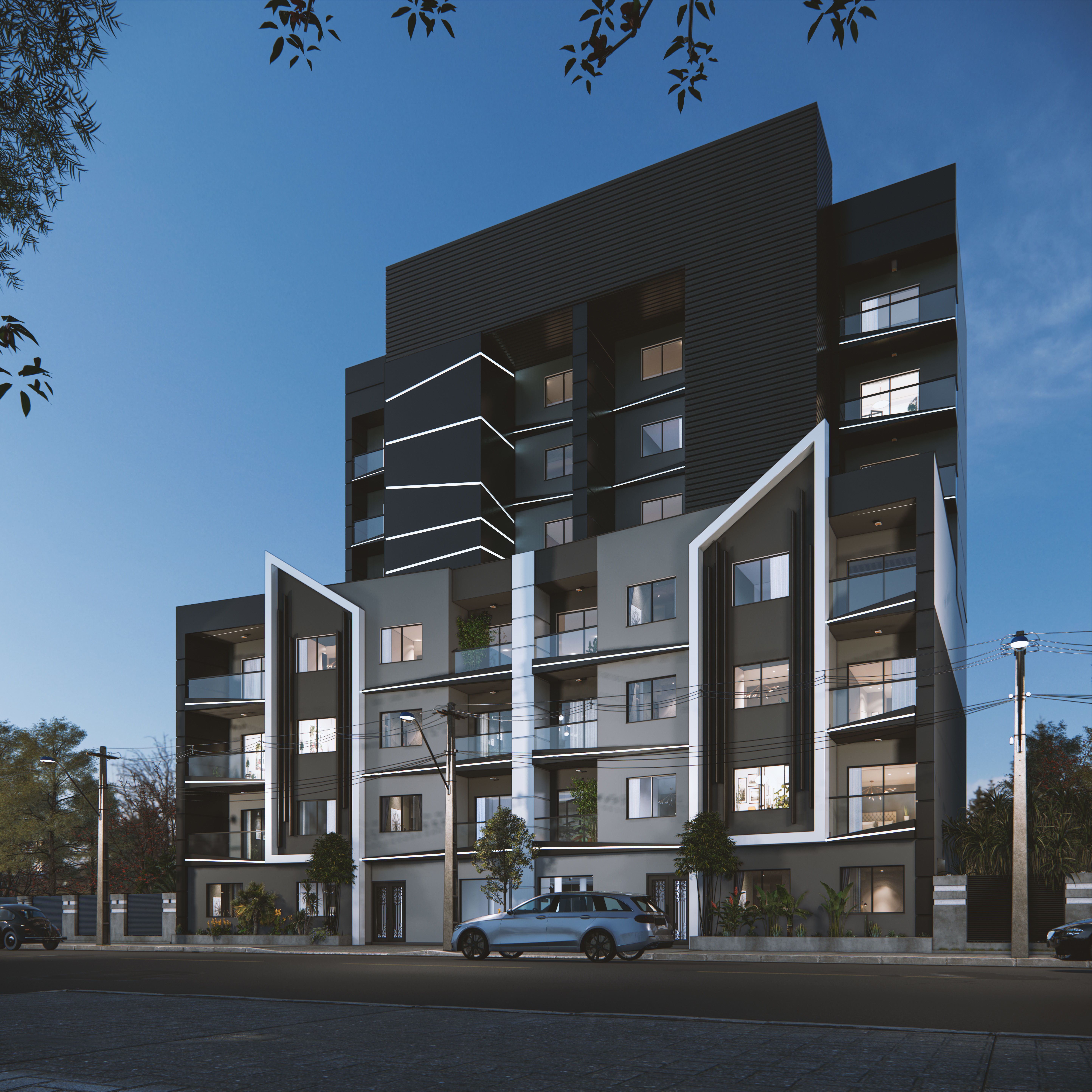 sketchup apartment building enscape render  scene  3D model_6