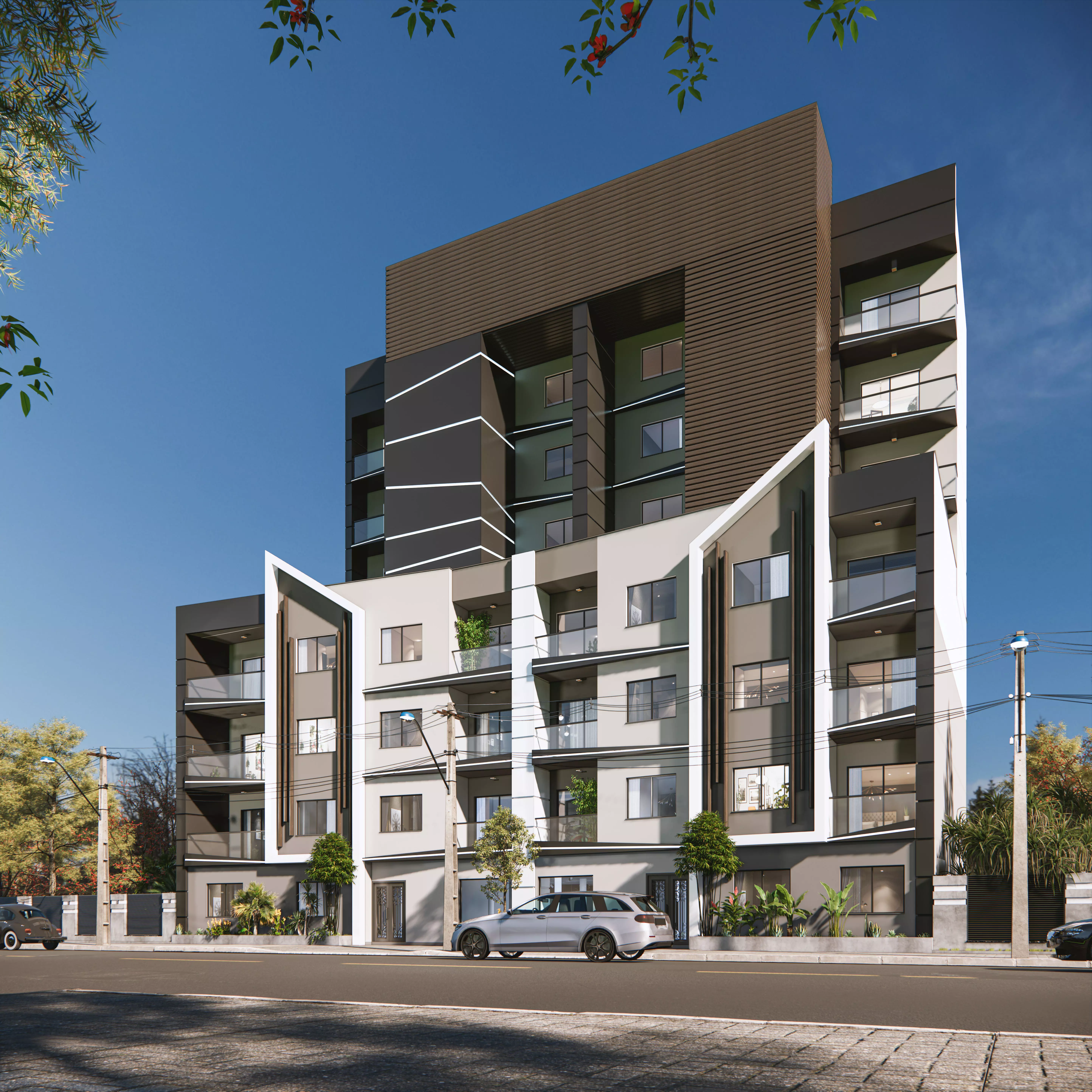 sketchup apartment building enscape render  scene  3D model_0