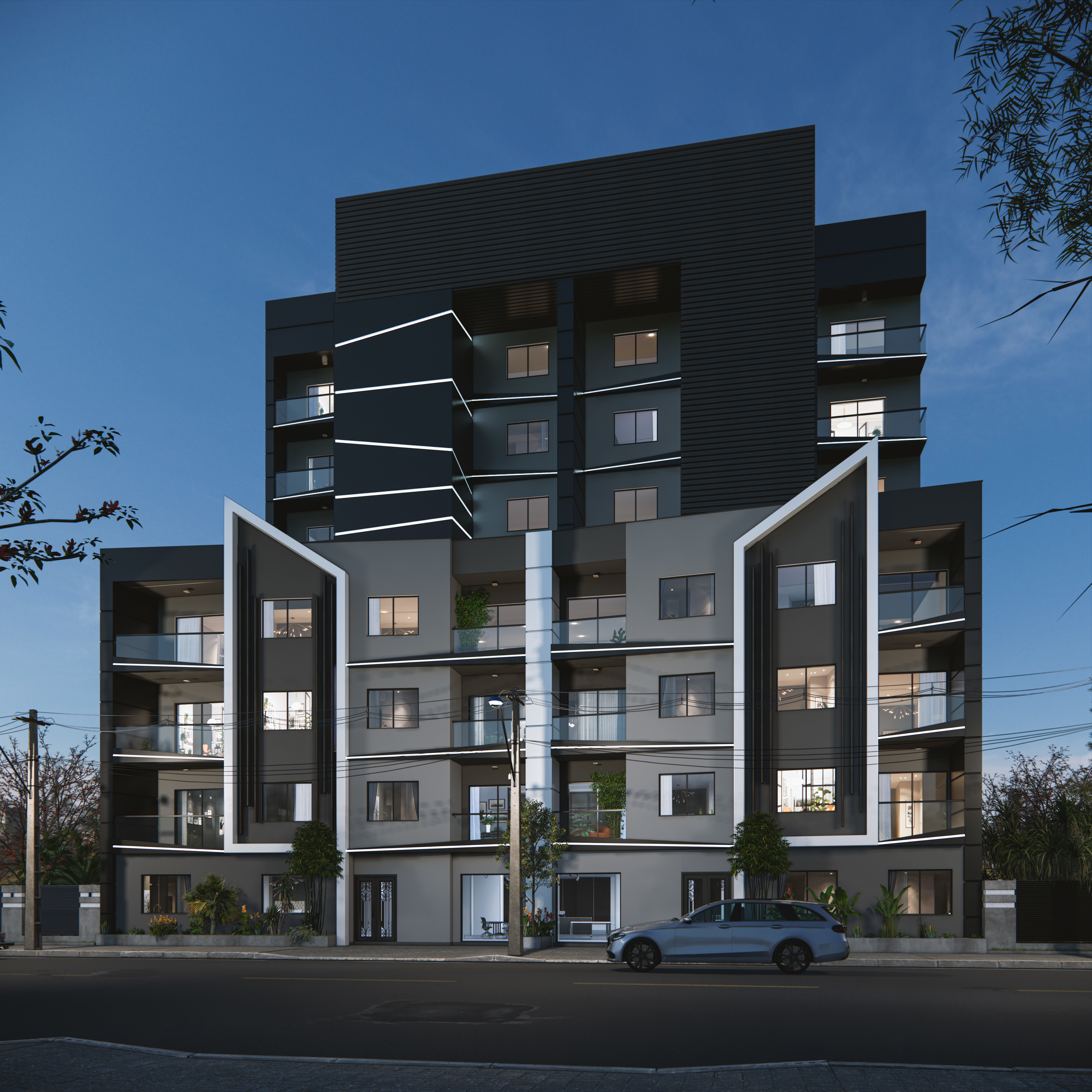 sketchup apartment building enscape render  scene  3D model_7