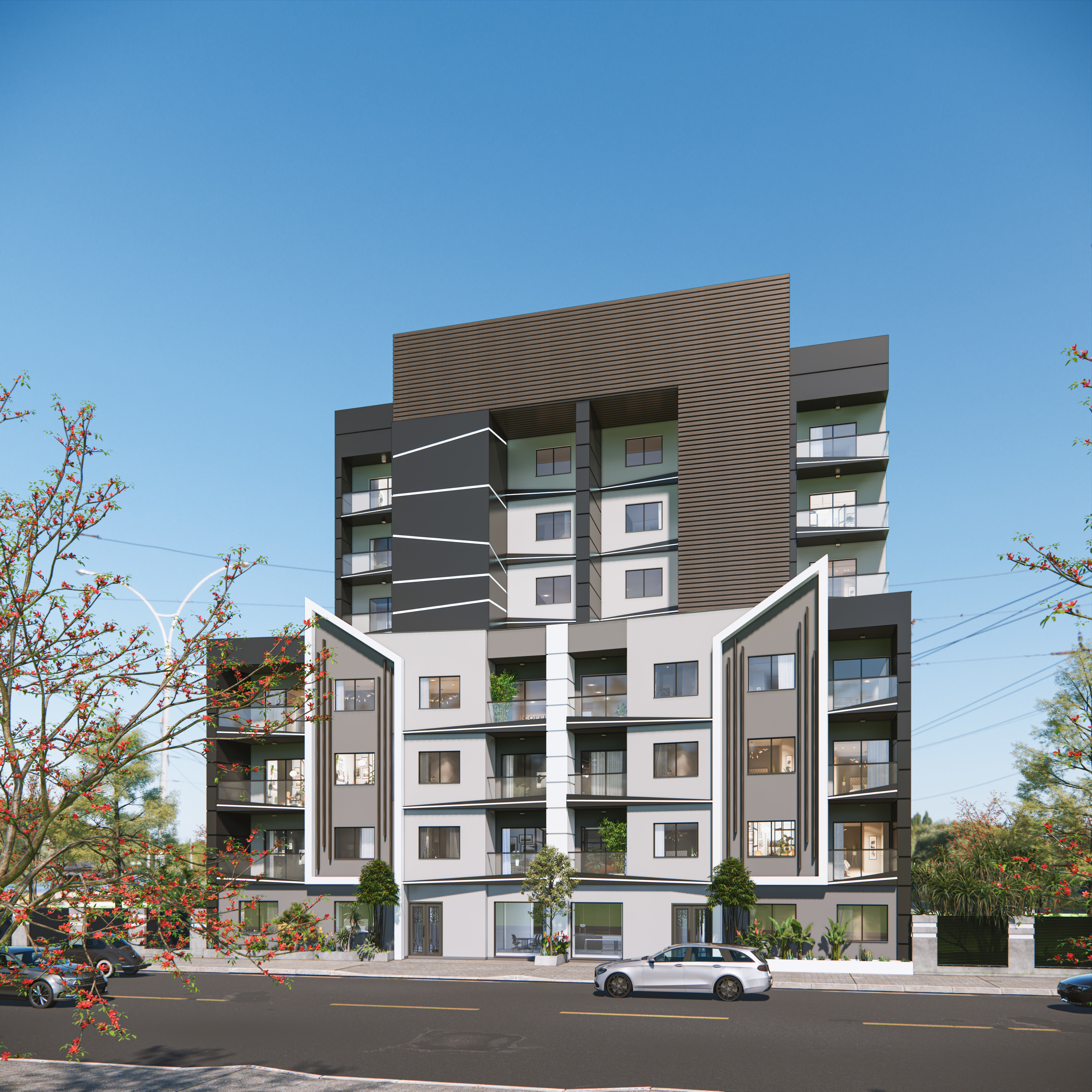 sketchup apartment building enscape render  scene  3D model_1