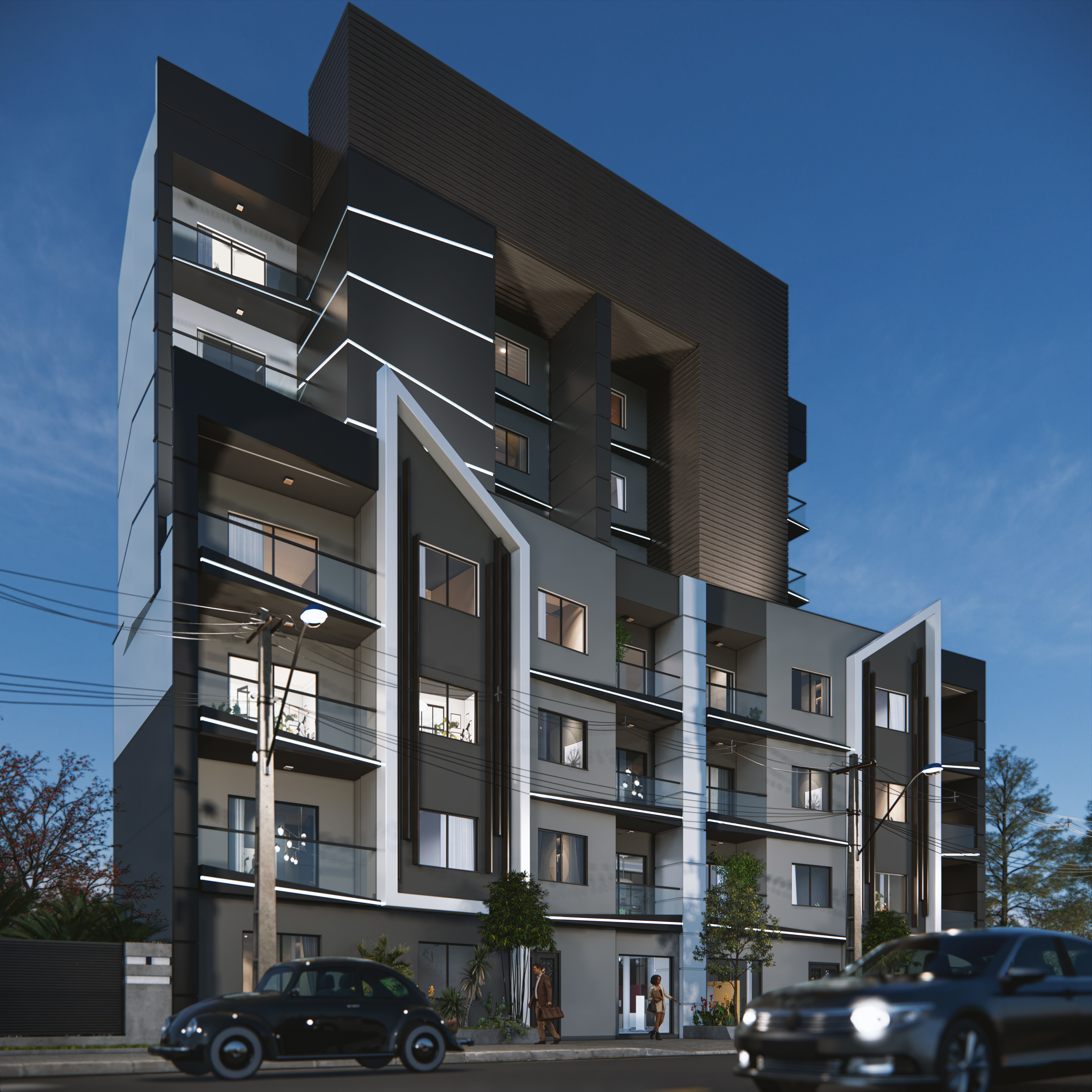 sketchup apartment building enscape render  scene  3D model_5