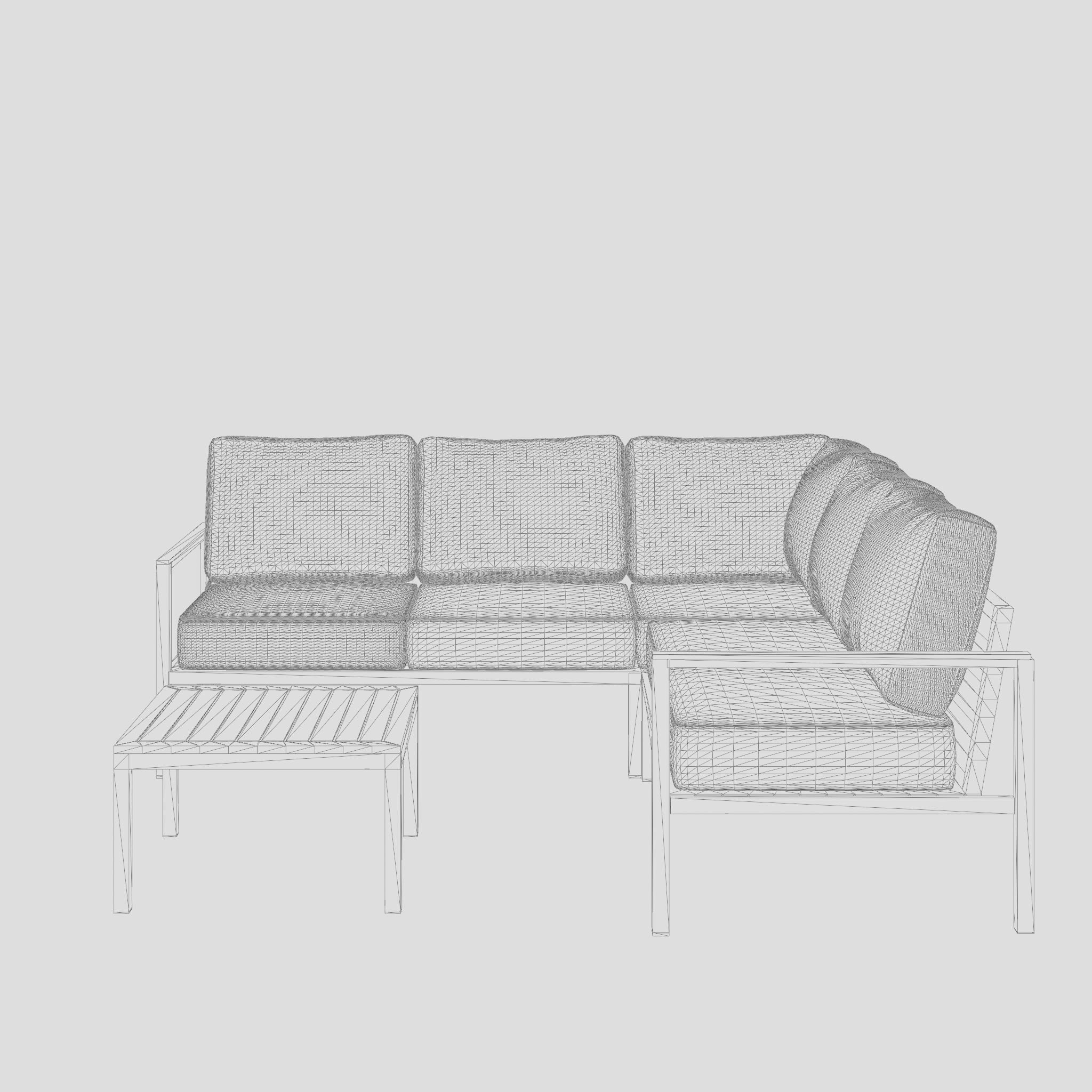 New York Corner Sofa Set 3D Model Low-poly 3D model_6