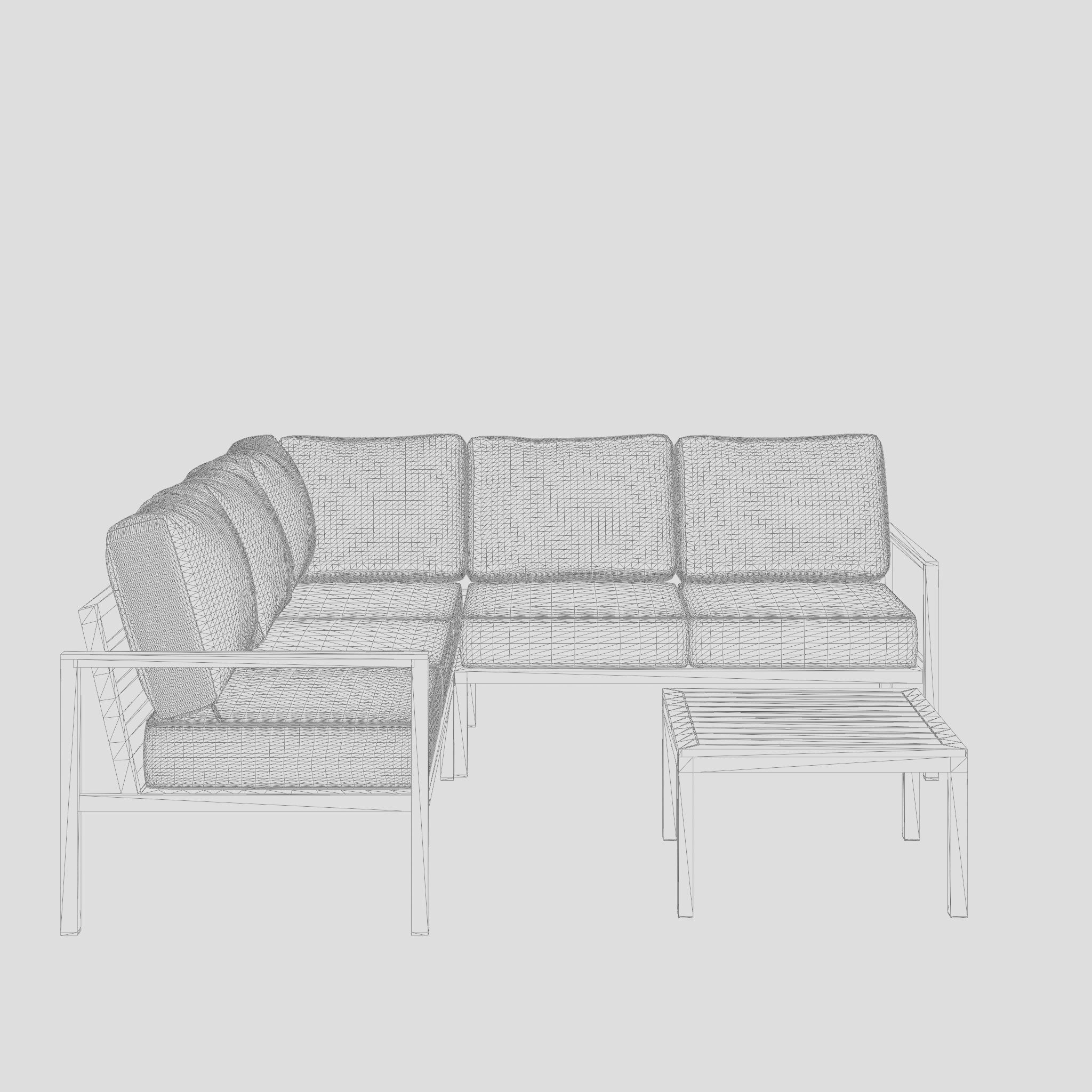 New York Corner Sofa Set 3D Model Low-poly 3D model_7